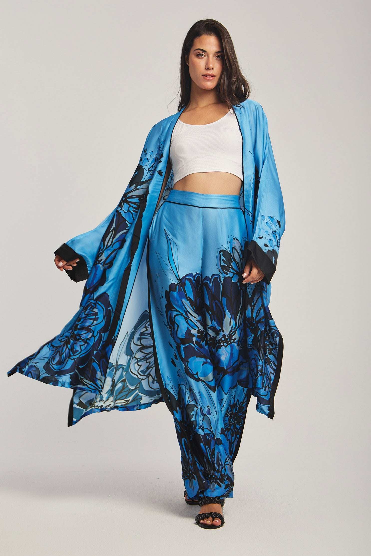 Women Regular Fit Kimono - Printed Blue - Image 3