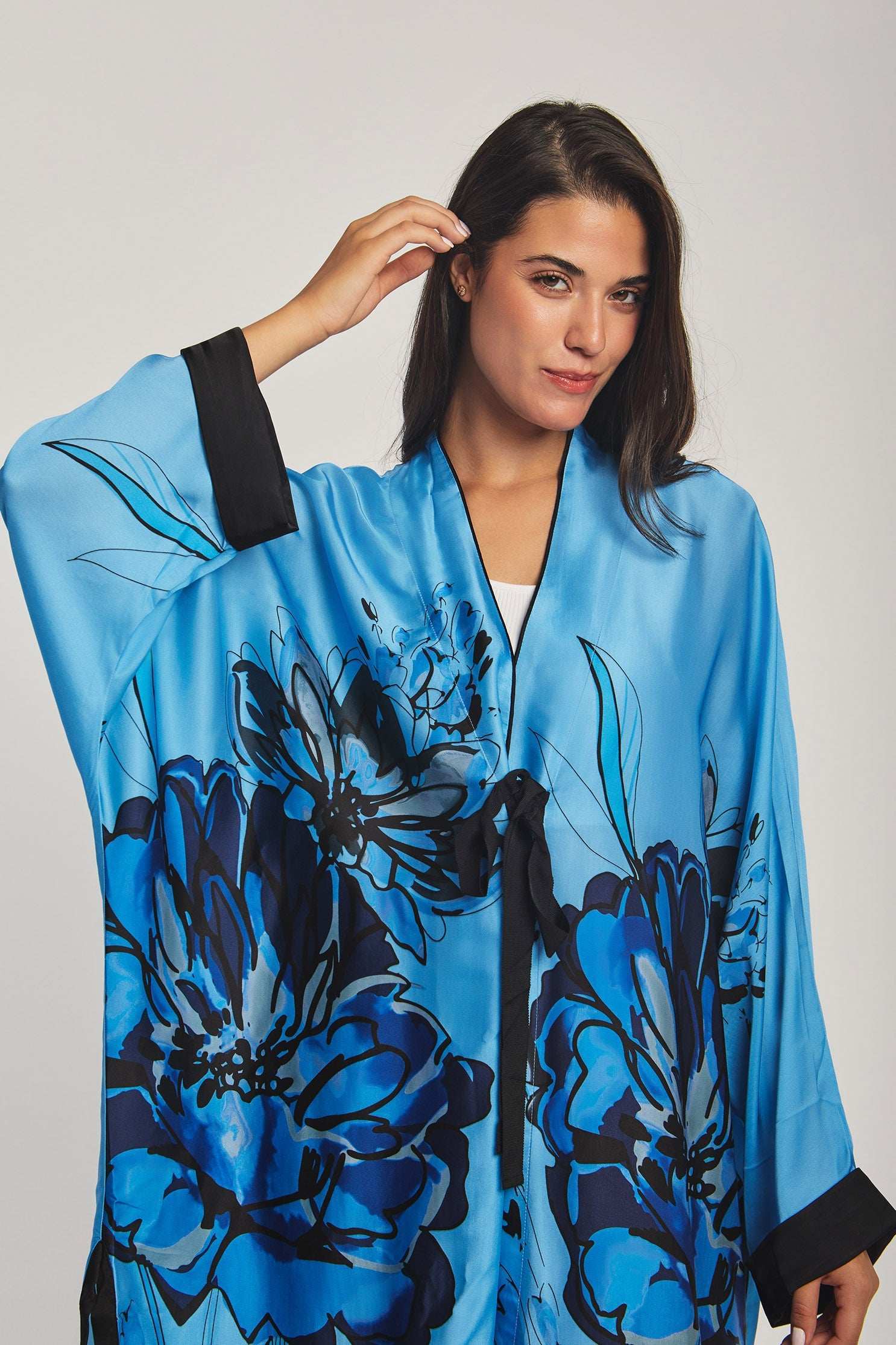 Women Regular Fit Kimono - Printed Blue - Image 7