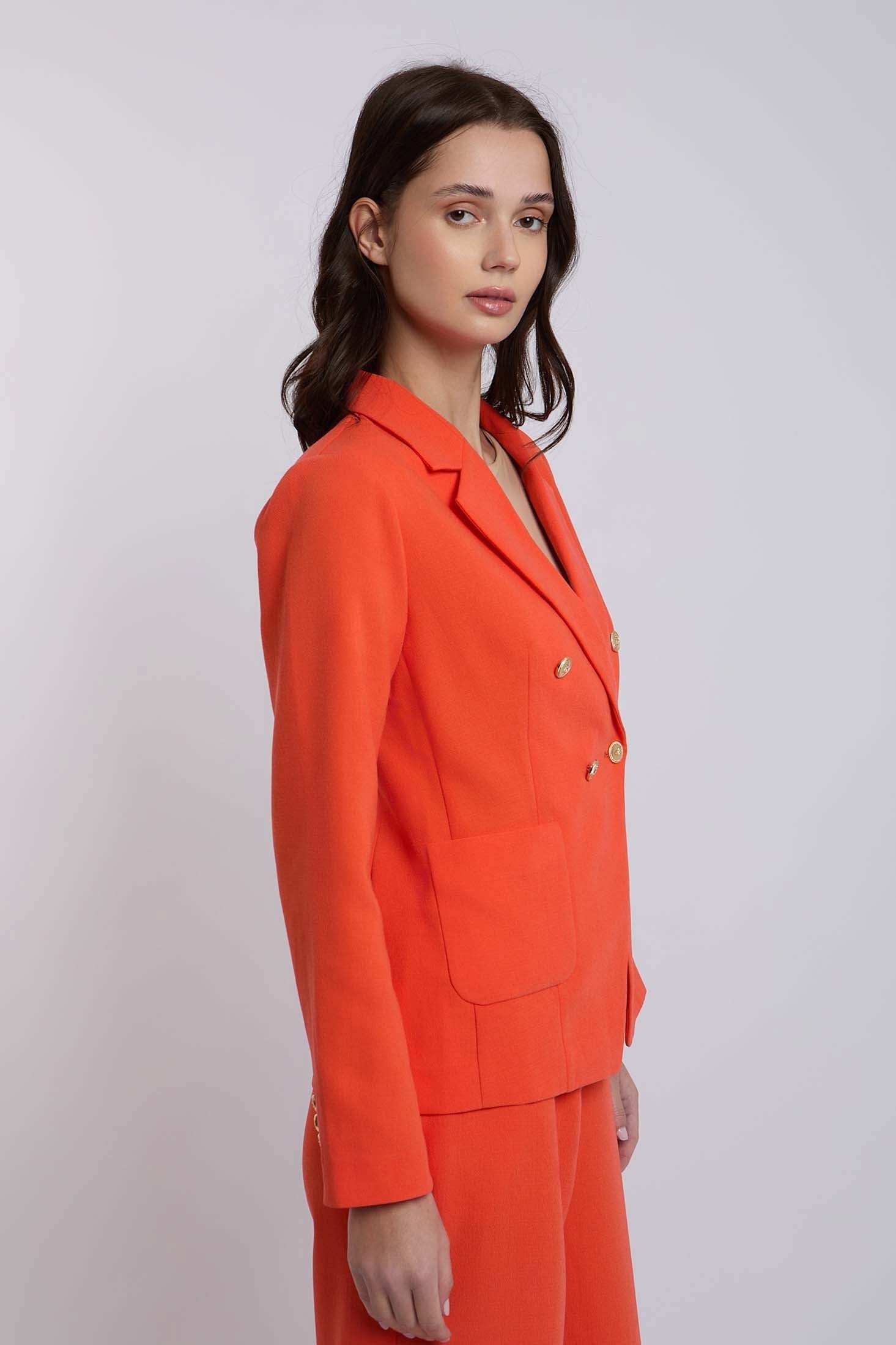 Women Regular Fit Blazer - Mandarin Red - Image 2