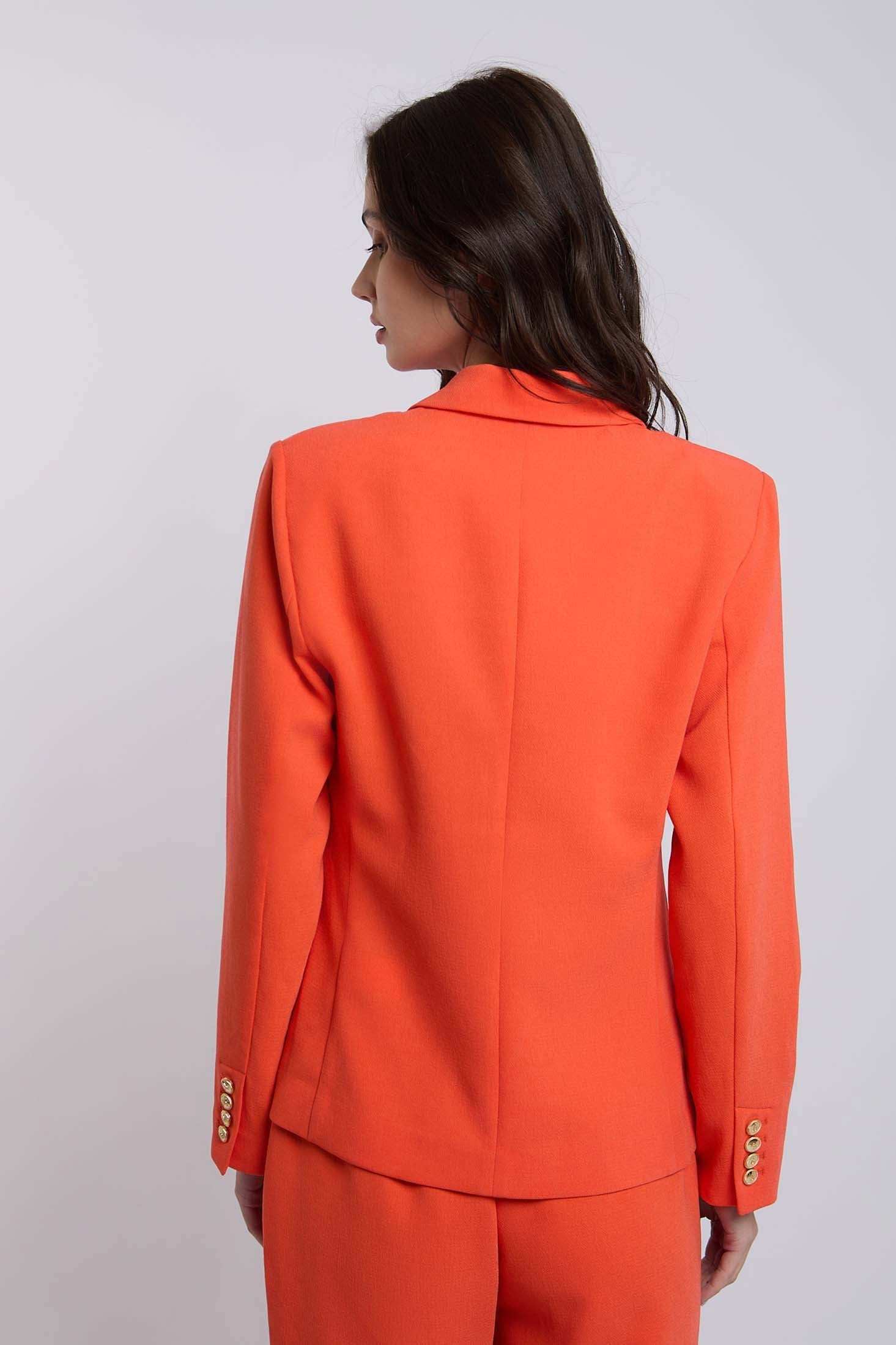 Women Regular Fit Blazer - Mandarin Red - Image 3