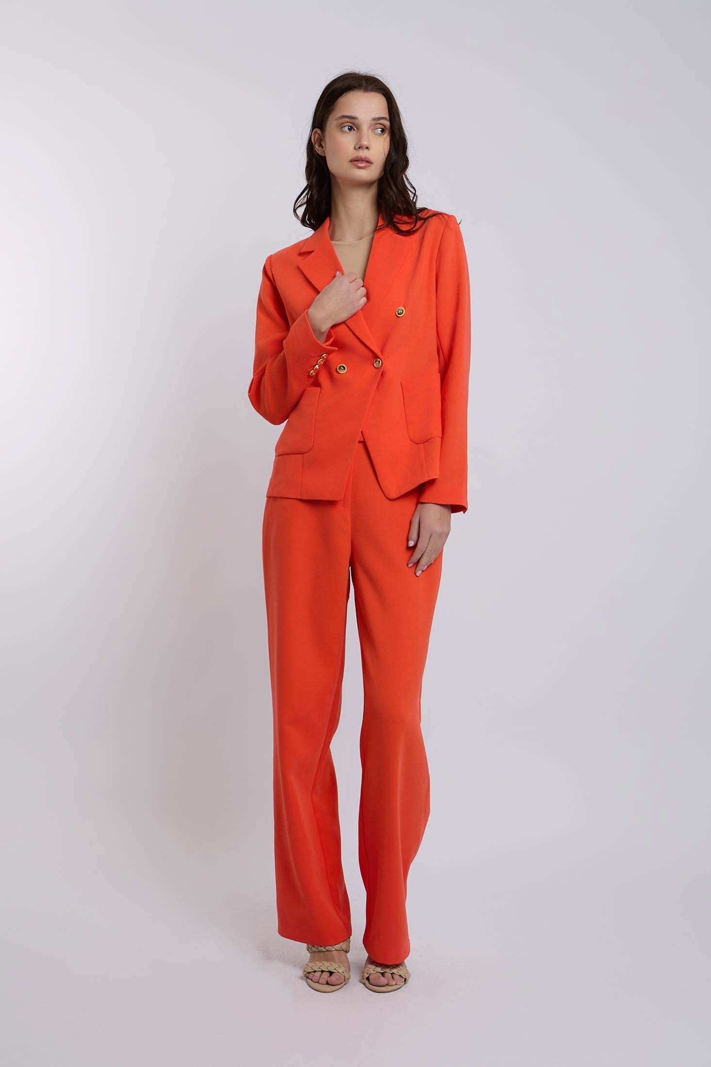 Women Regular Fit Blazer - Mandarin Red - Image 5