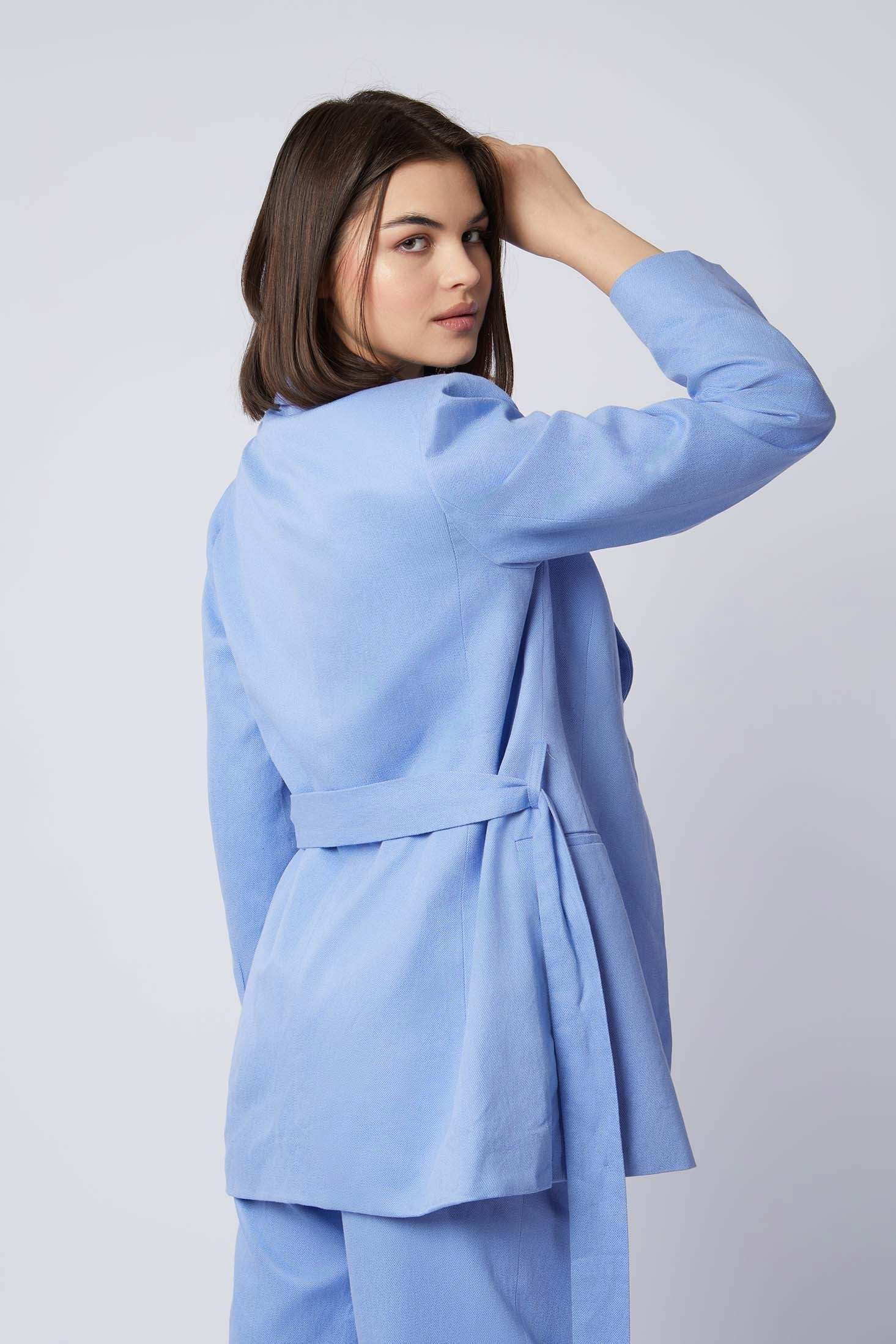 Women Regular Fit Blazer - Placid Blue - Image 3