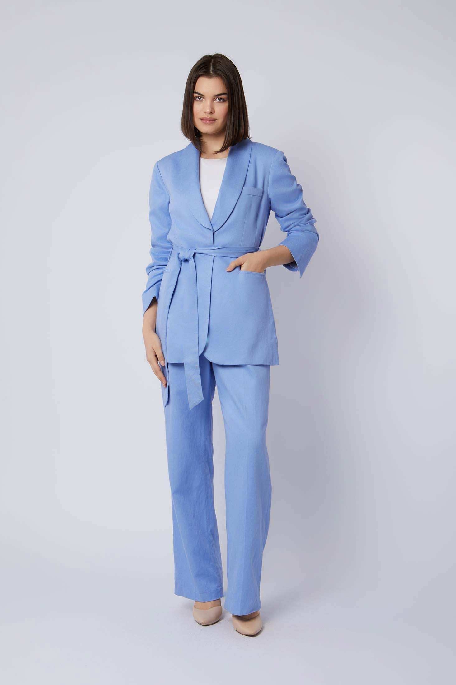 Women Regular Fit Blazer - Placid Blue - Image 4