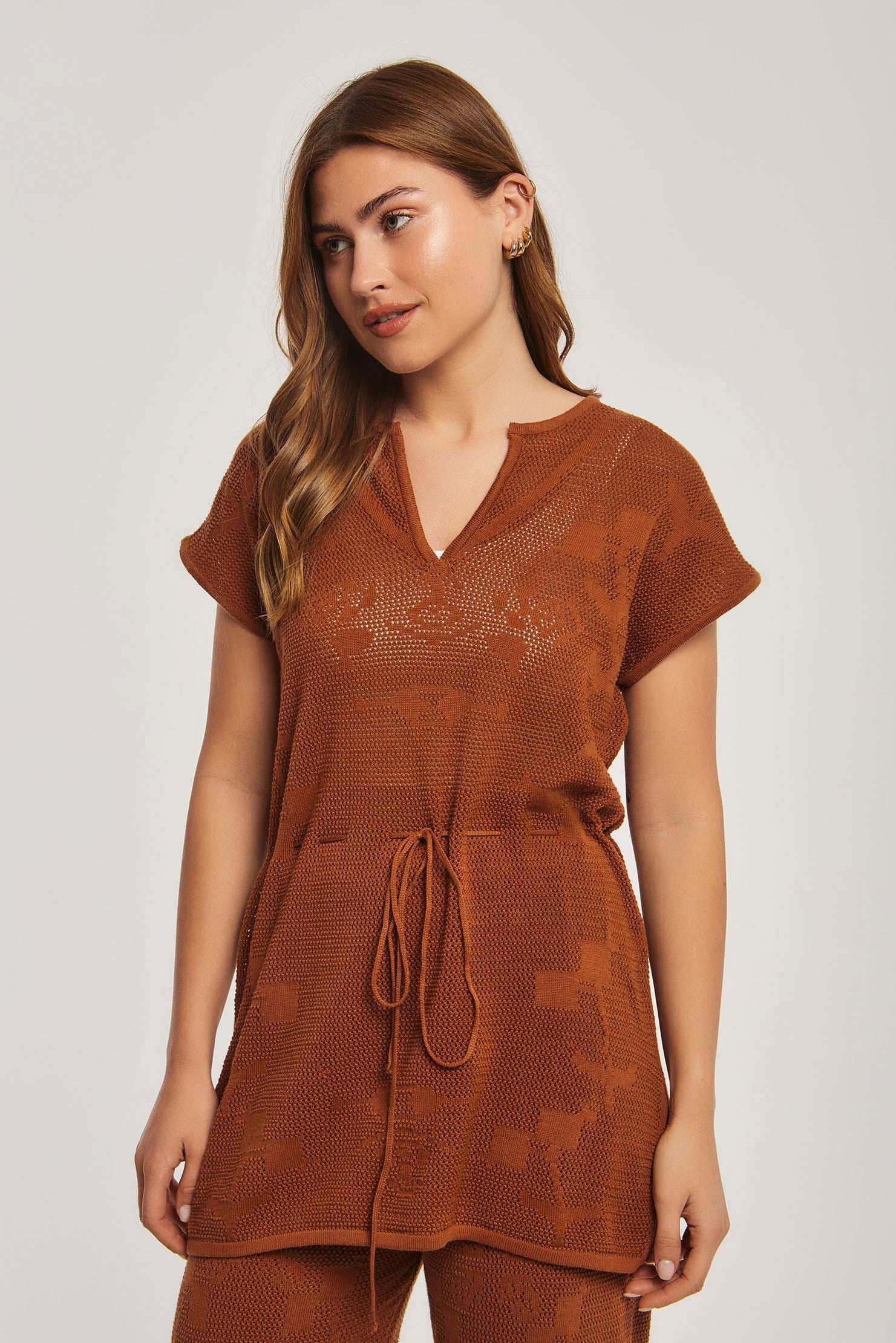 Women Regular Fit Tunic - Brown - Image 2