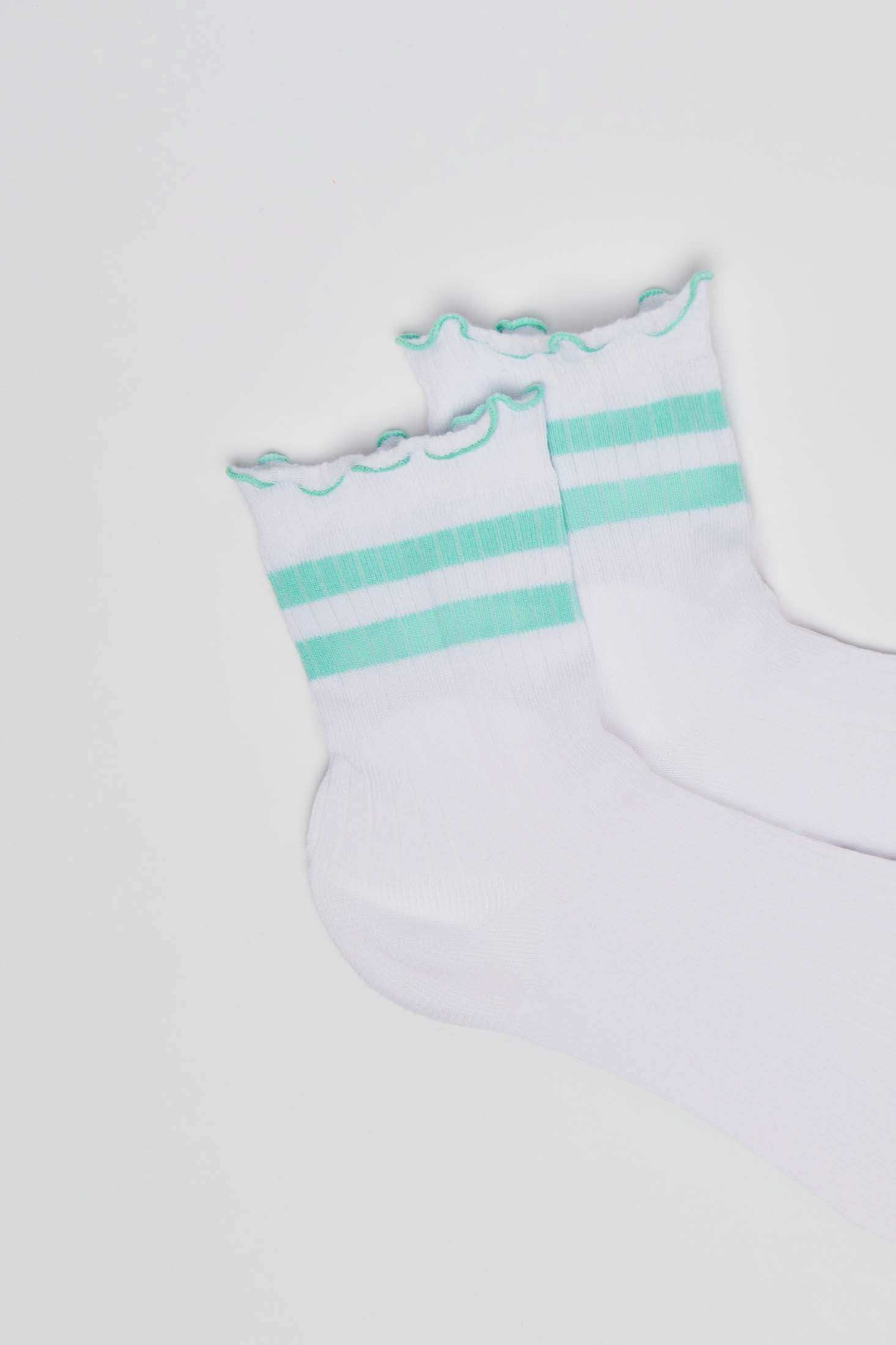 Ruffled Trim Striped Long Socks - Image 2