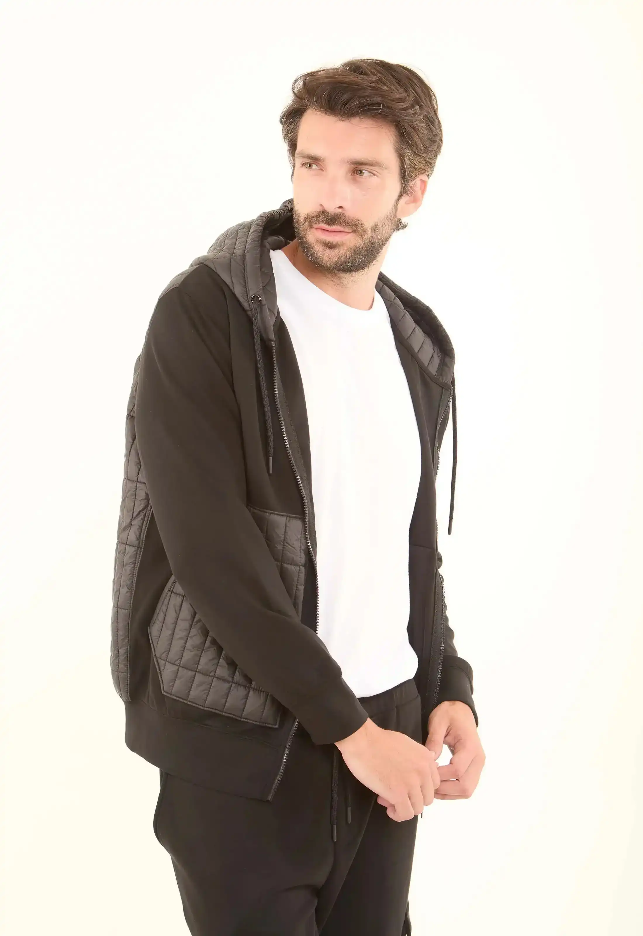 Zipped Hoodie with Front Quilted Pockets - Image 5
