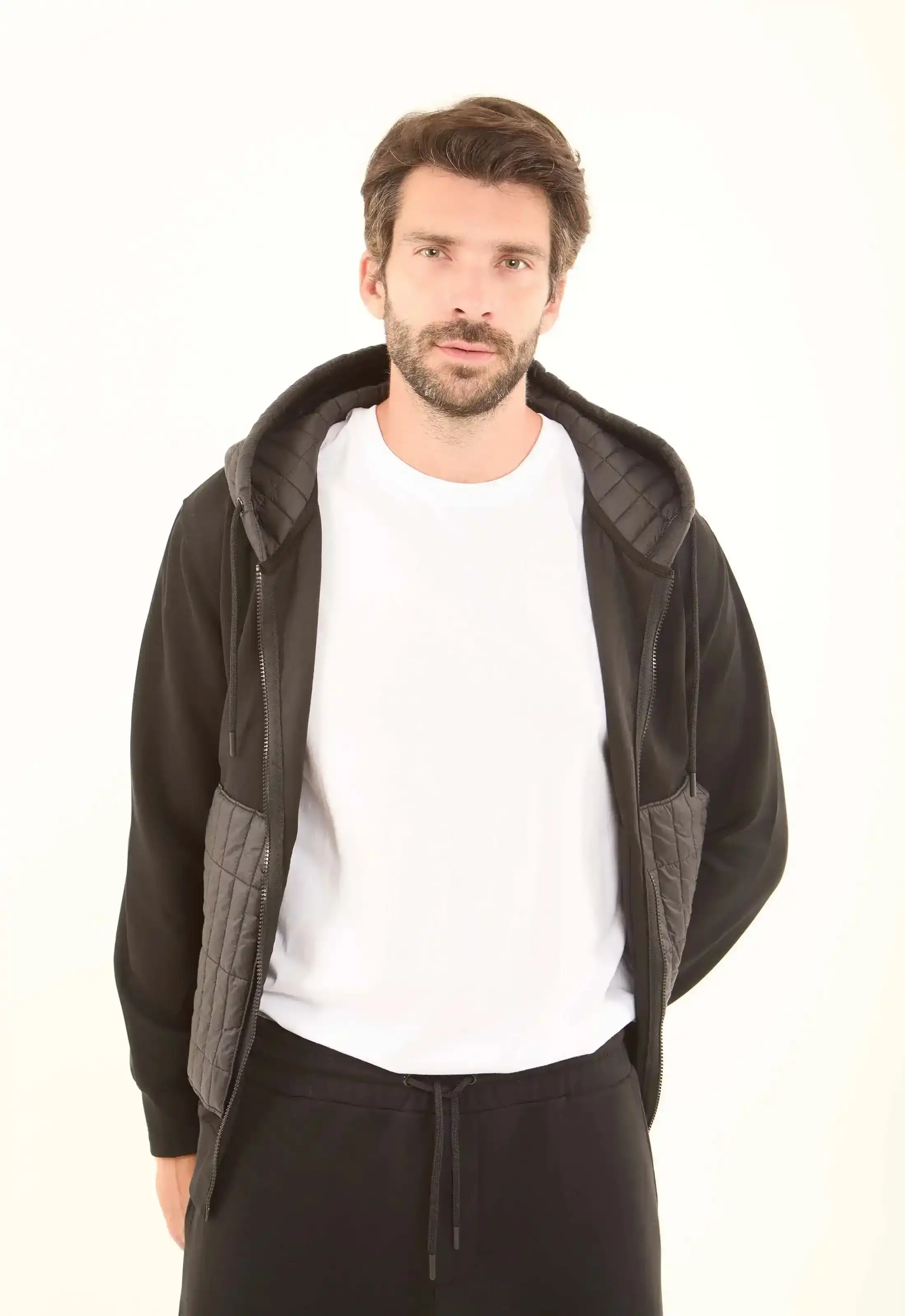Zipped Hoodie with Front Quilted Pockets - Image 6