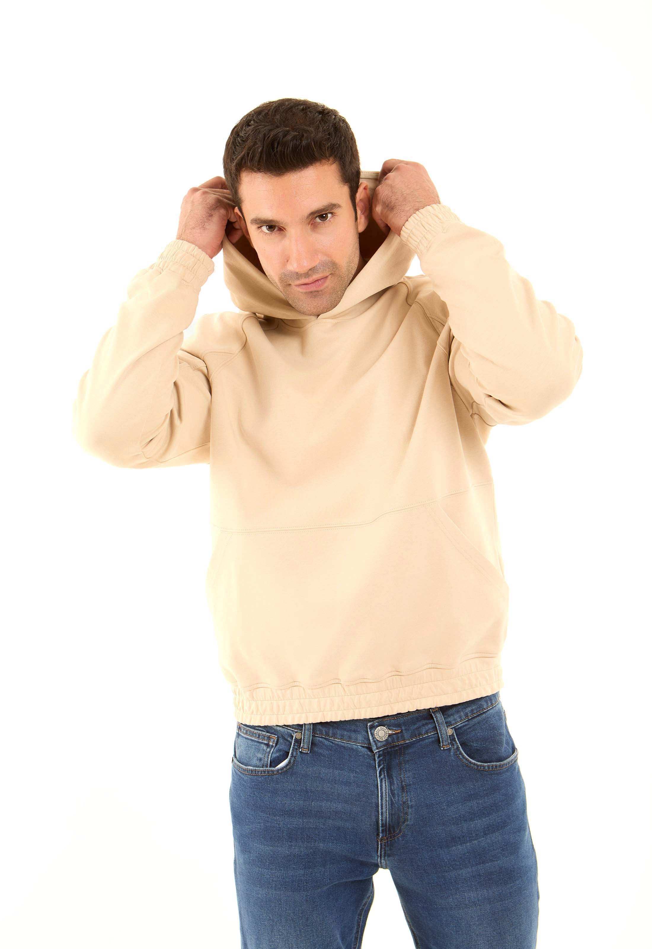 Regular Fit Solid Hoodie with Side Pockets - Image 3