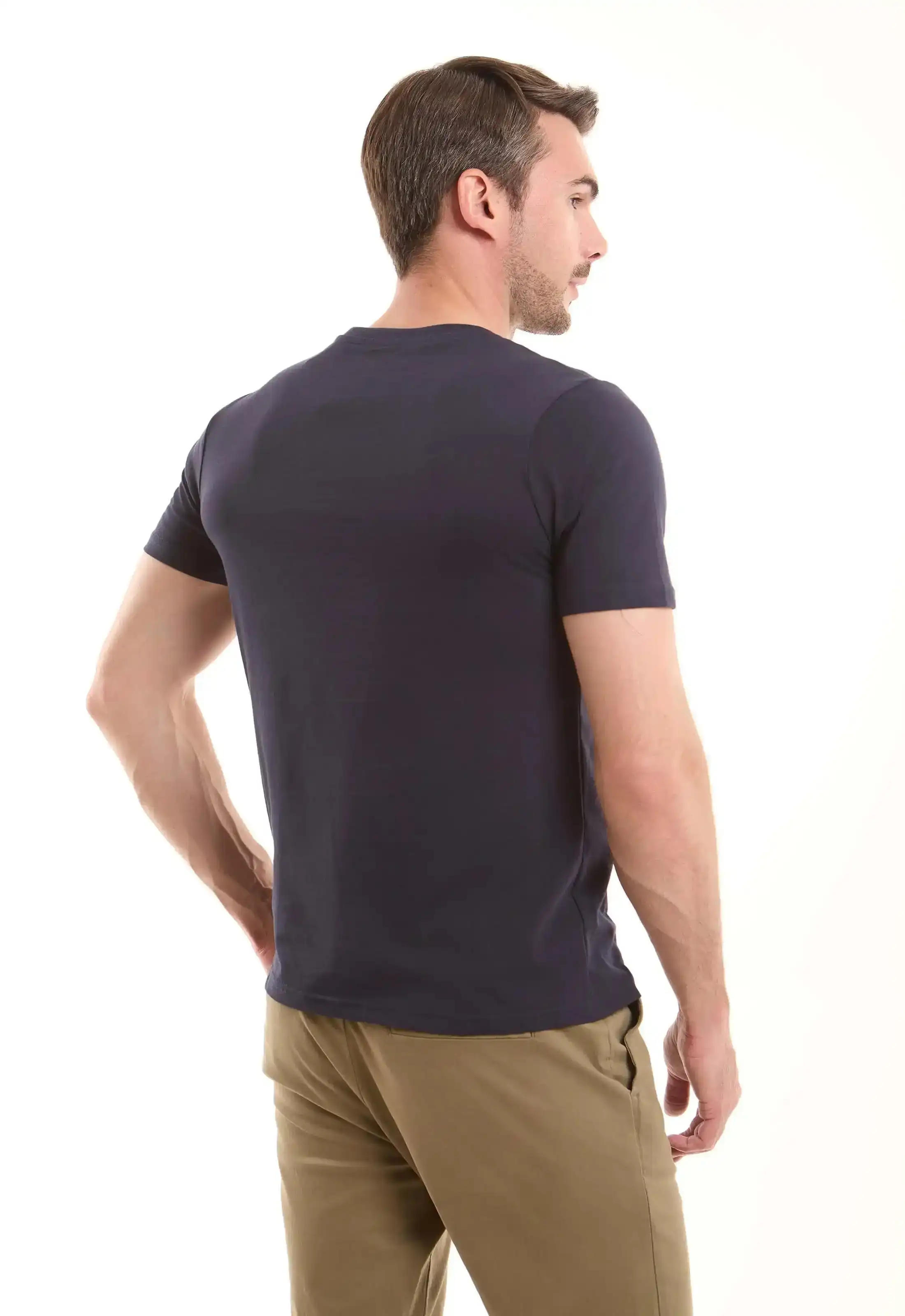 Navy Cotton Crew Neck T-Shirt - Image 4
