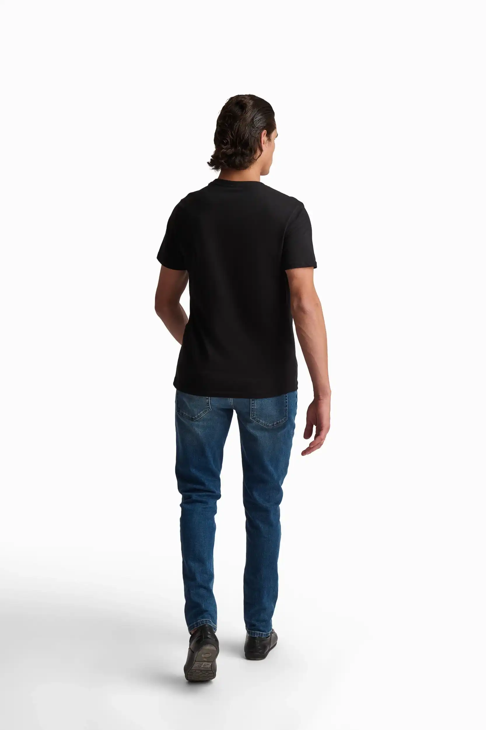 Black Cotton Crew Neck T-Shirt - Image 4