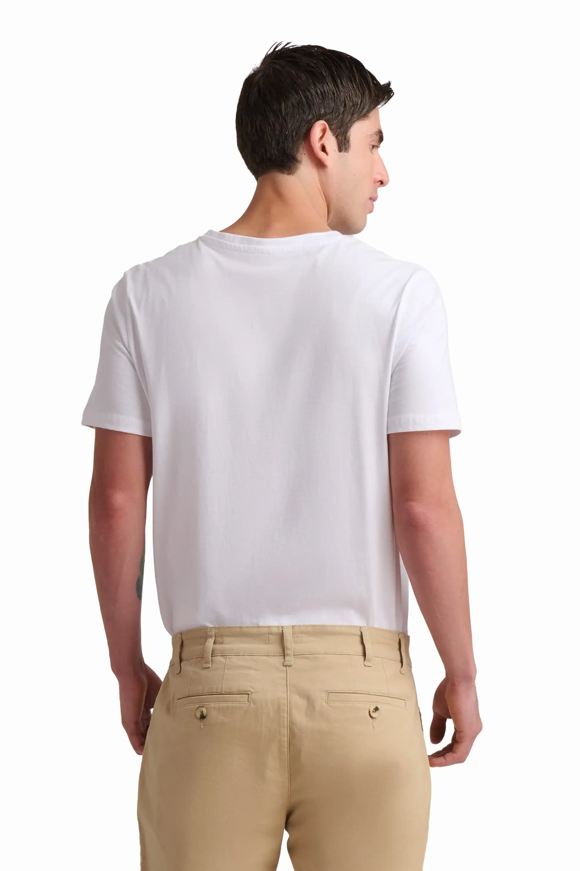 White V-Neck Basic T-Shirt - Image 4