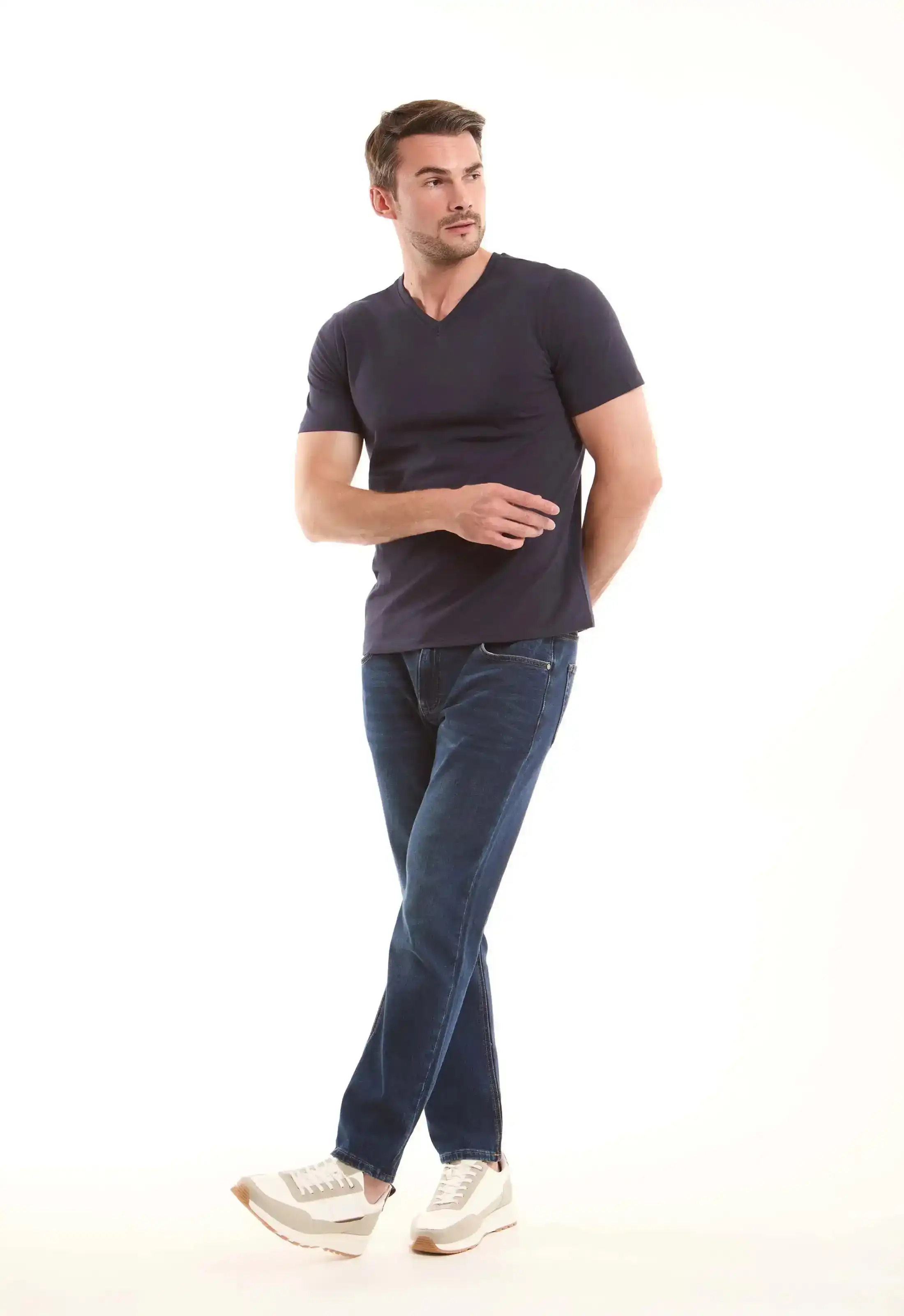 V-Neck Navy Basic Tee - Image 4