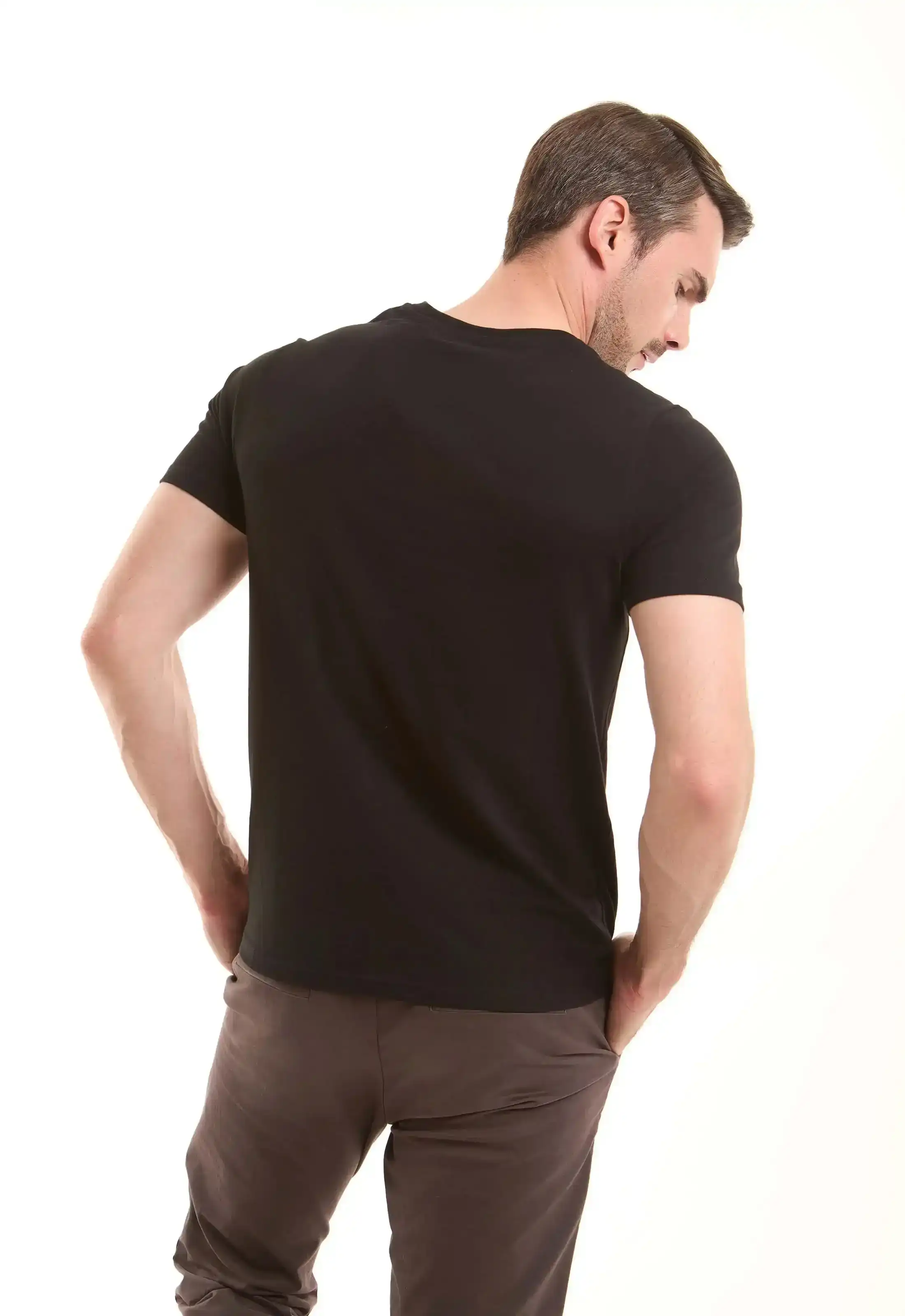V-Neck Solid Basic Tee - Image 3