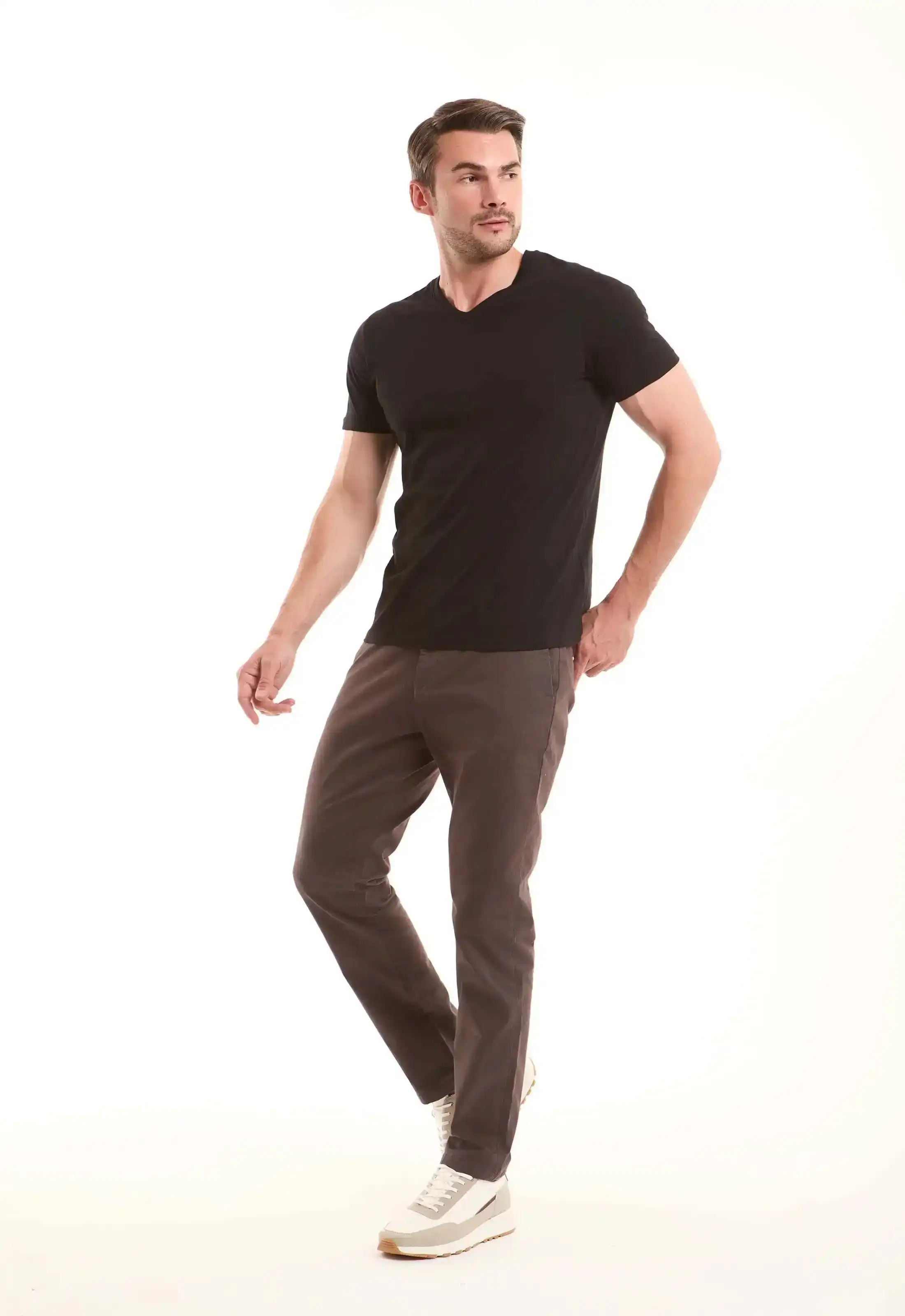 V-Neck Solid Basic Tee - Image 4