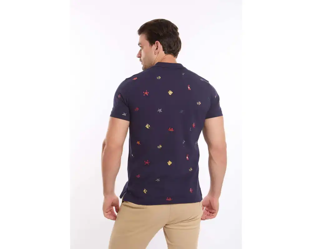 Sea Creatures Prints Casual Polo Shirt - Image 4