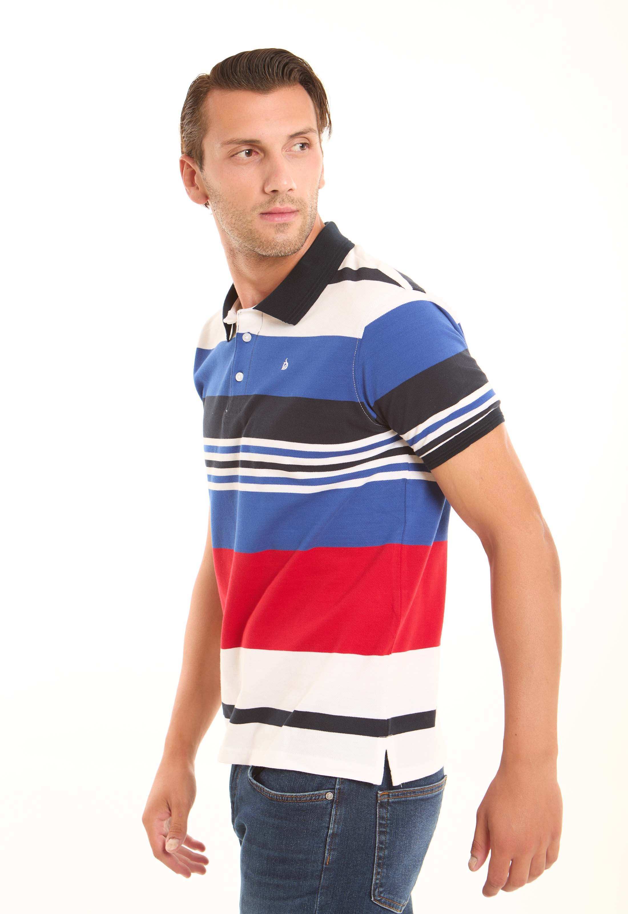 Casual Polo Shirt with Unbalanced Stripes - Image 2