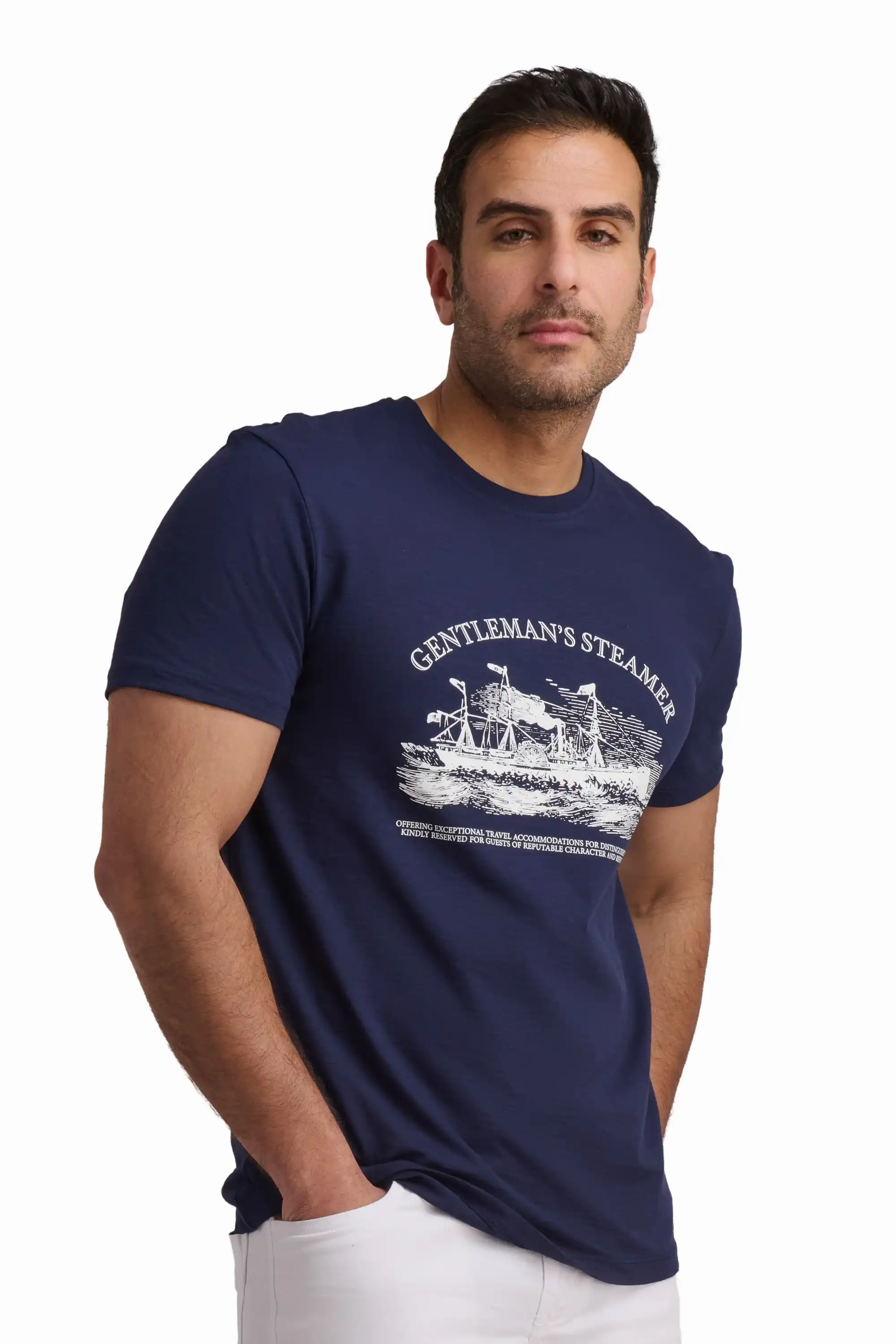 Navy Modern Fit Cotton Tee - Image 3