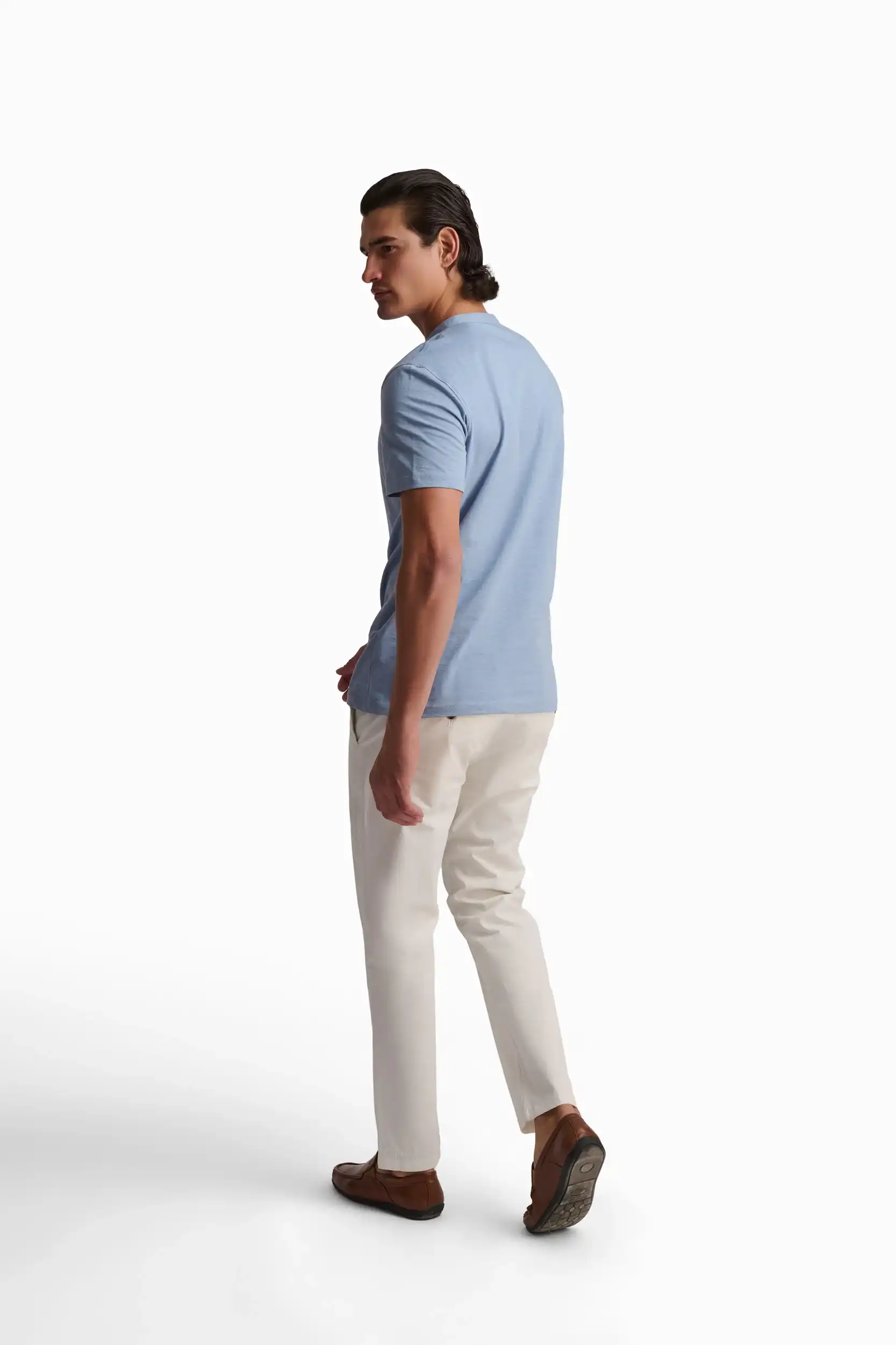 Sky Blue Cotton Henley T-Shirt - Image 5