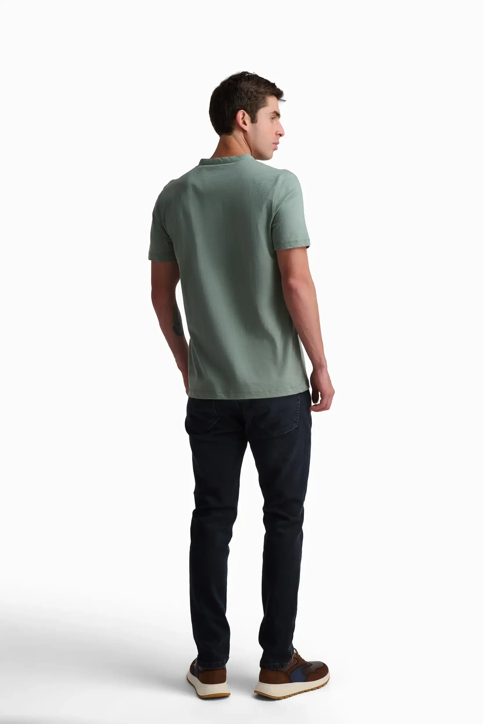 Green Cotton Henley T-Shirt - Image 4