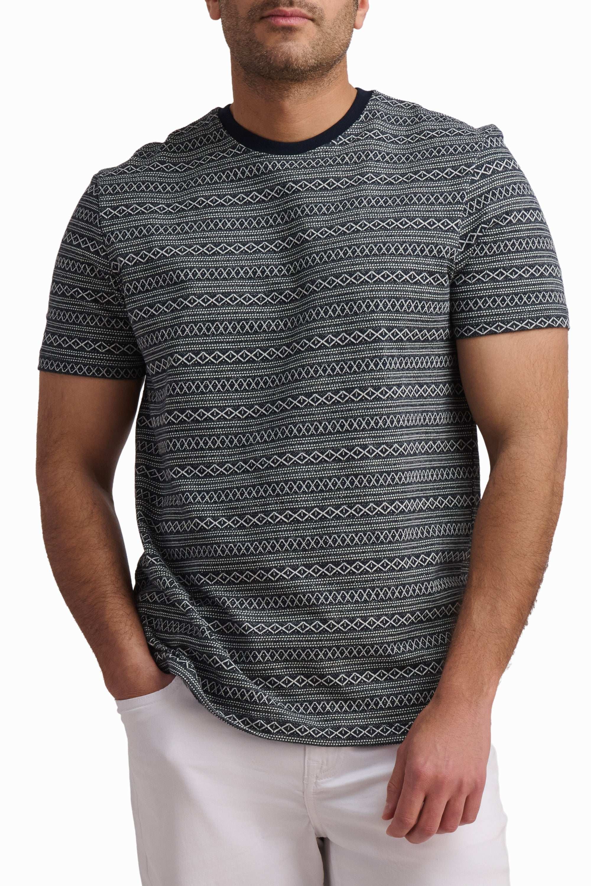 Textured Blue Cotton T-Shirt - Image 2