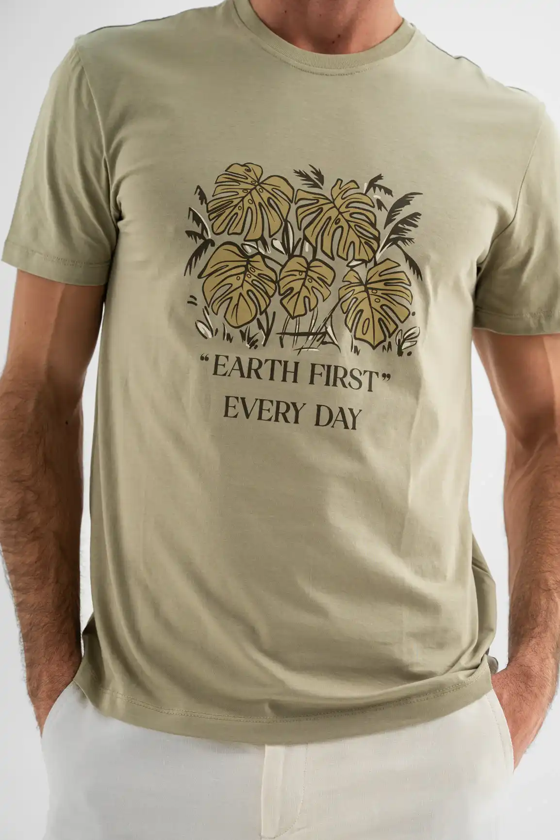 Sage Botanical Print Tee - Image 3