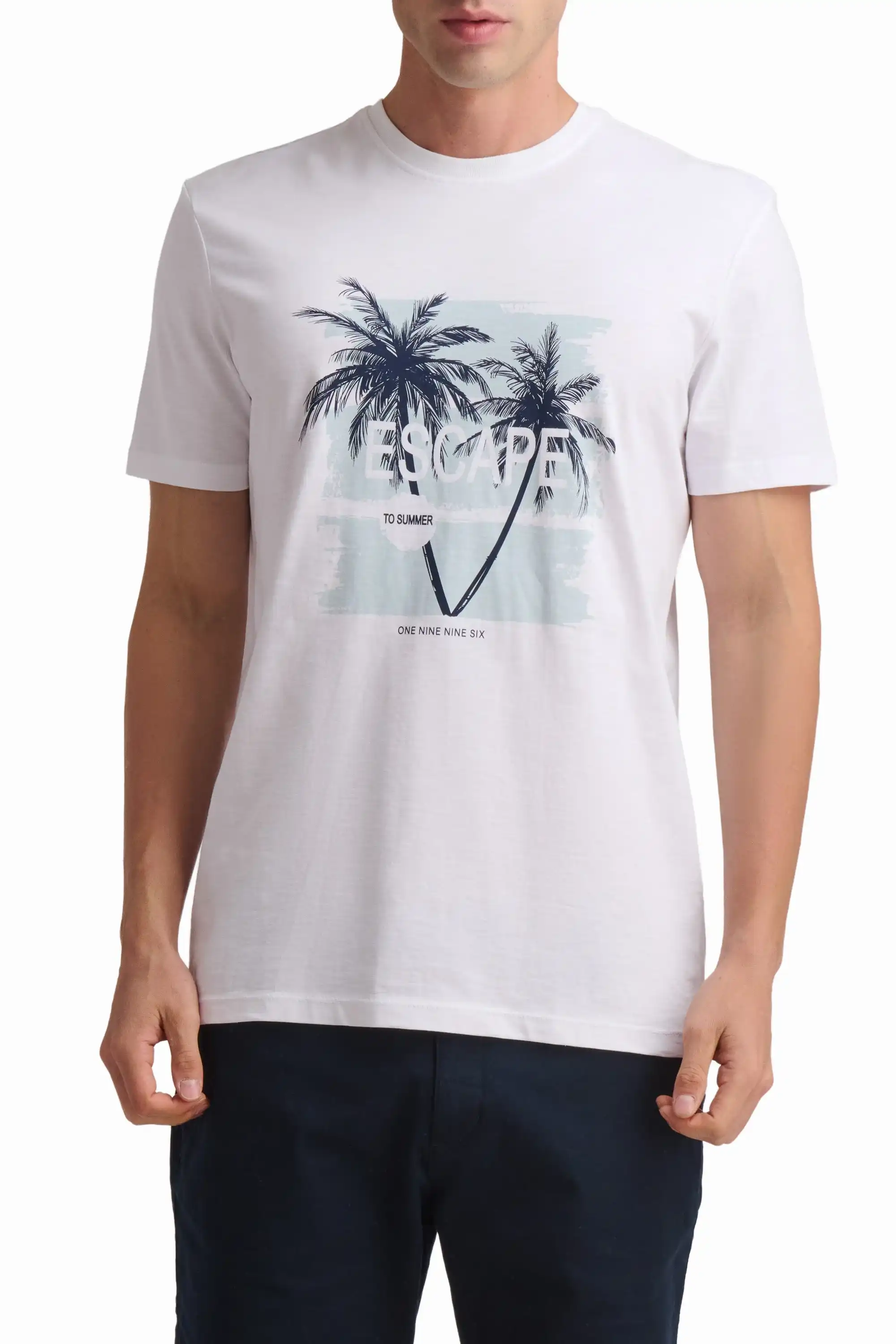Palm Print Cotton T-Shirt - Image 2