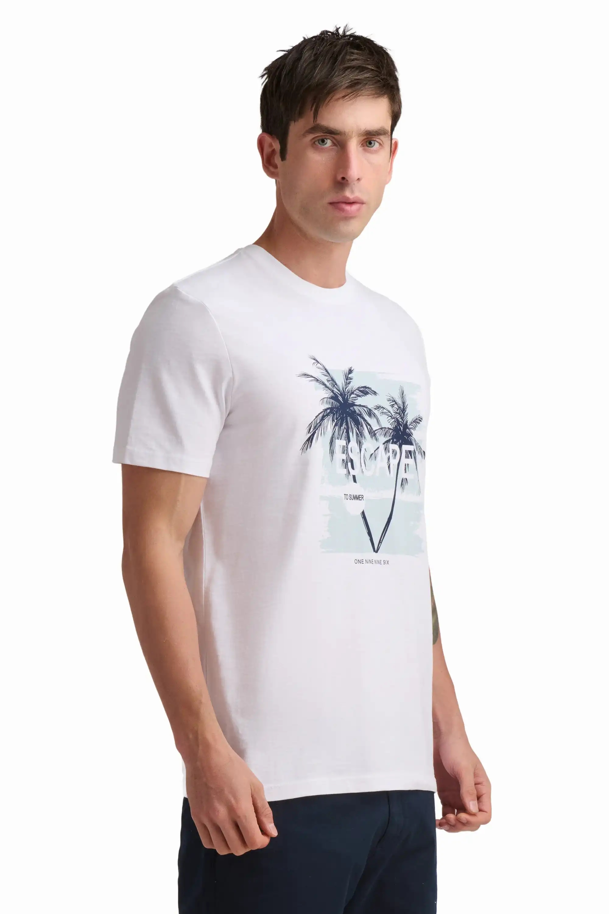 Palm Print Cotton T-Shirt - Image 3