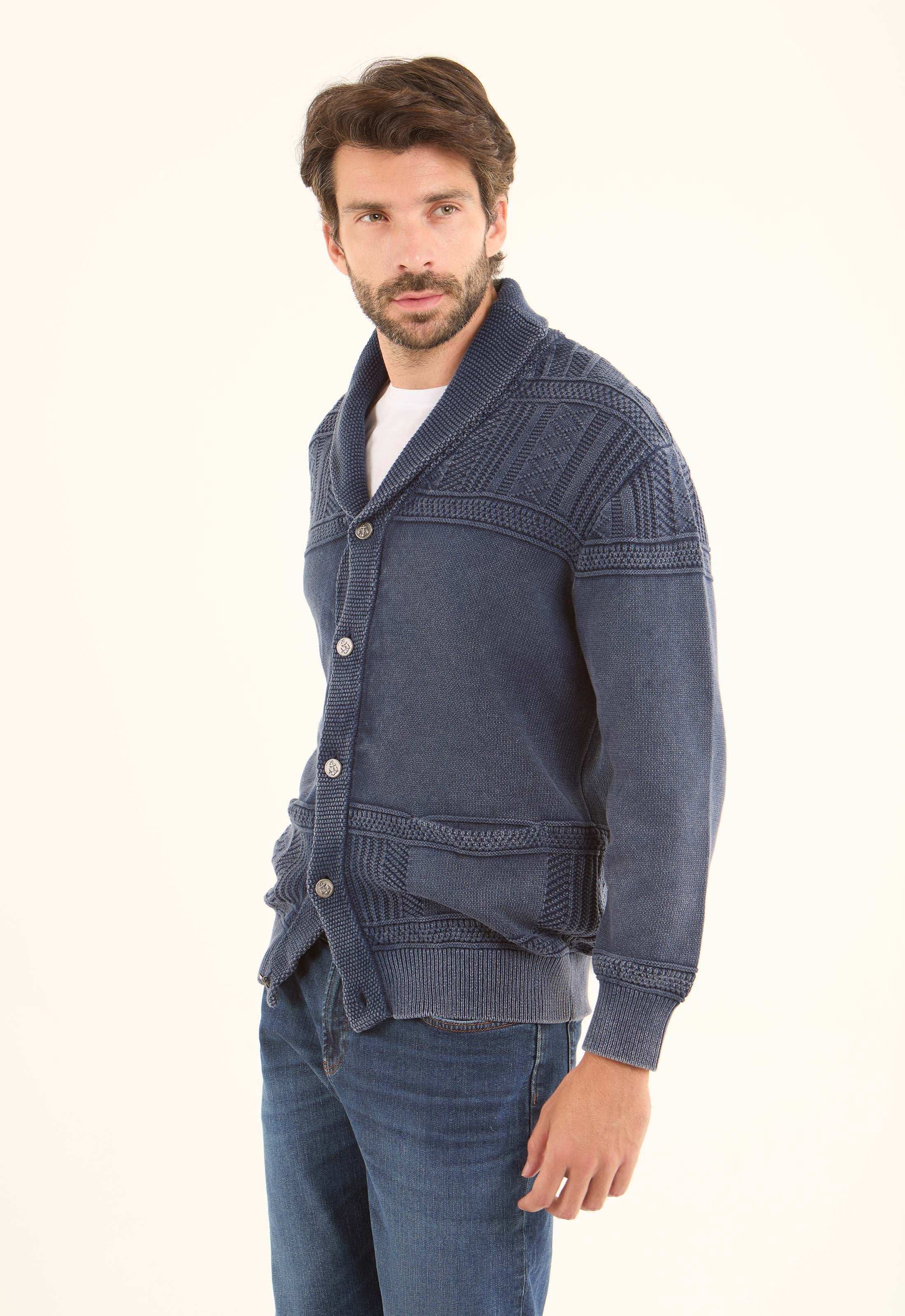 Elegant Knitted Cardigan with Shawl Collar - Image 3