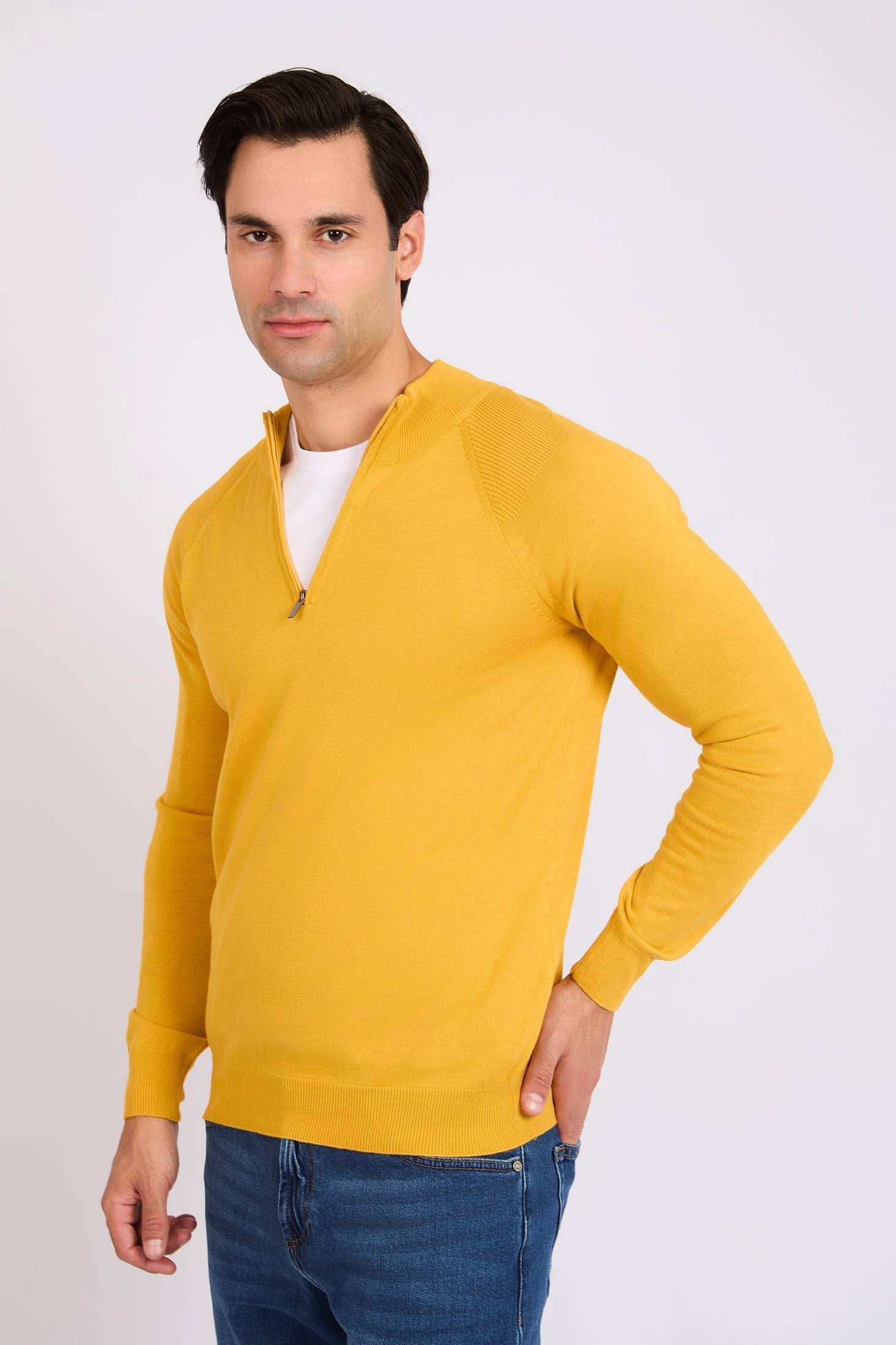 Men Regular Fit Pullover Yellow - Image 3