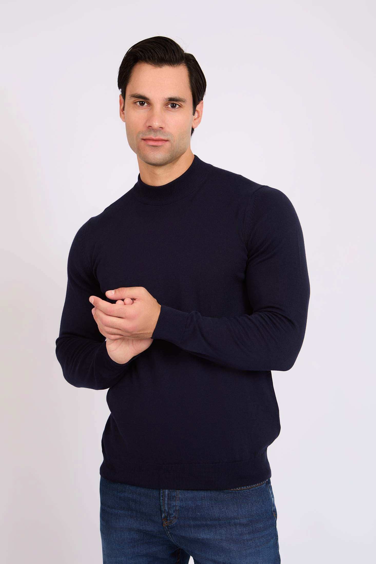 Slip On Solid Pullover with Turtle Neck - Image 3