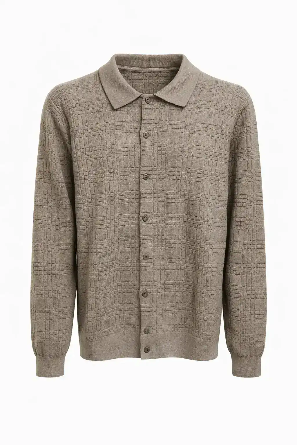 Textured Button-Up Knit Shirt
