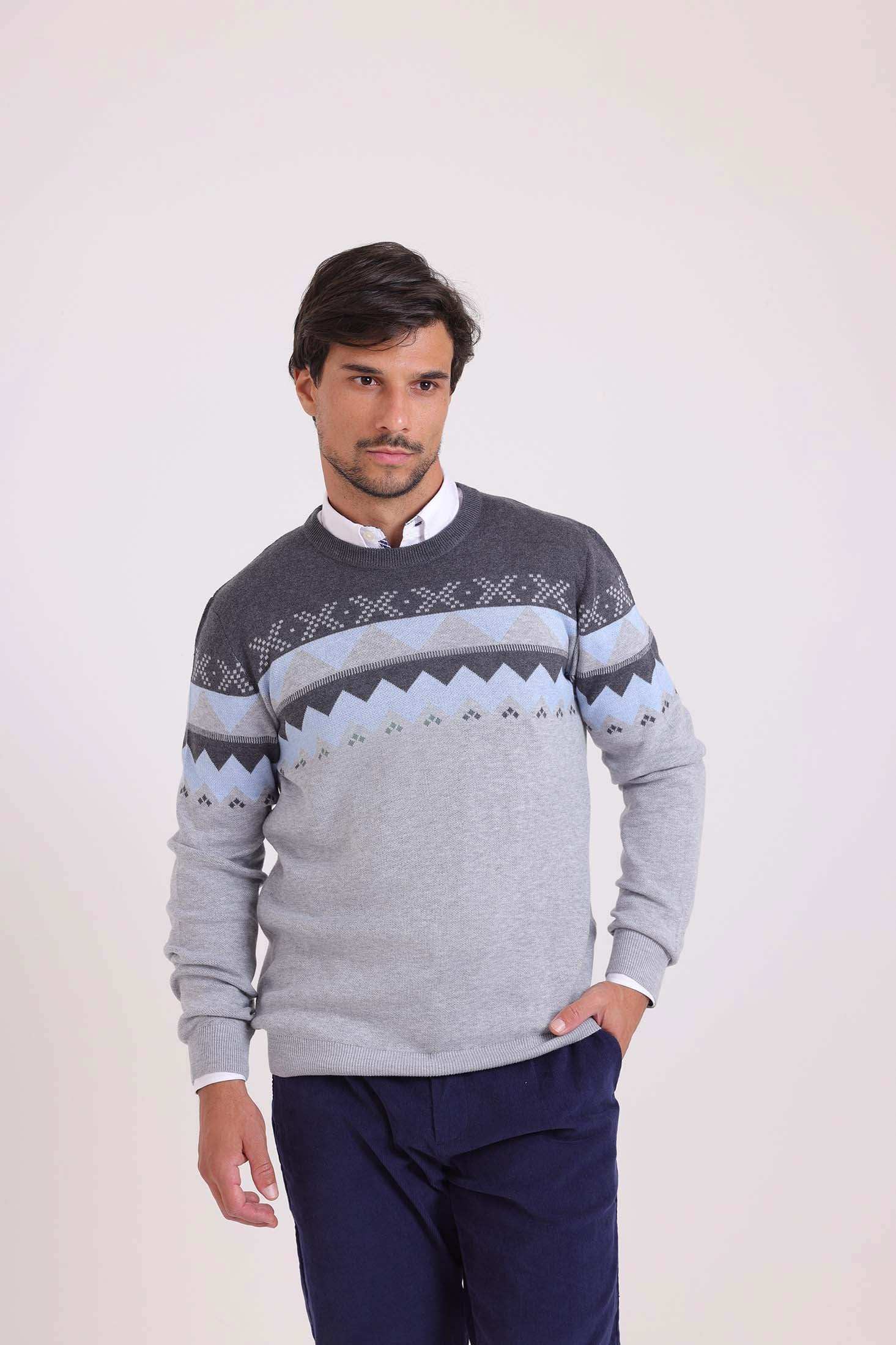 Geometric Pattern Crew Neck Elegant Pullover - Image 2
