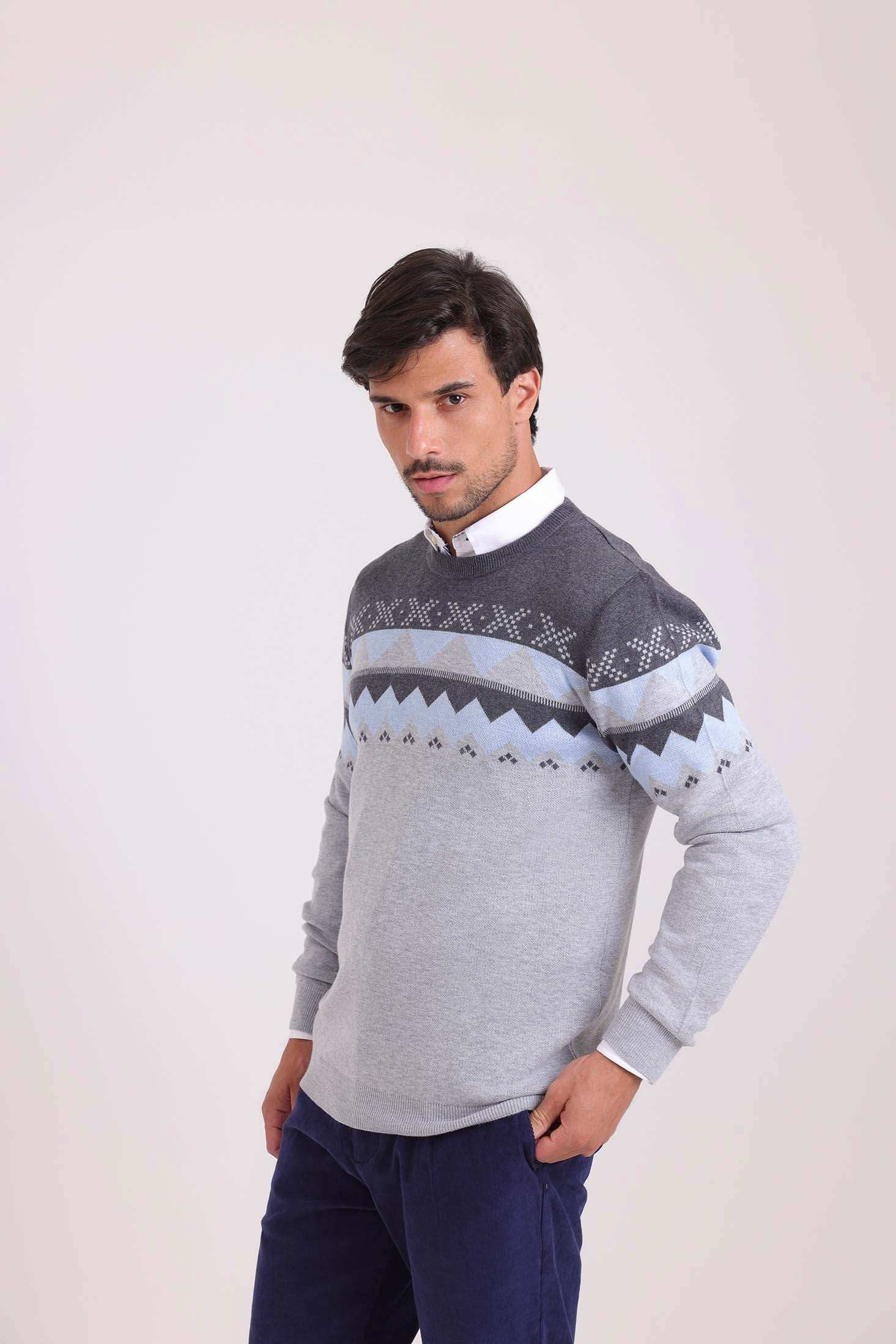 Geometric Pattern Crew Neck Elegant Pullover - Image 3