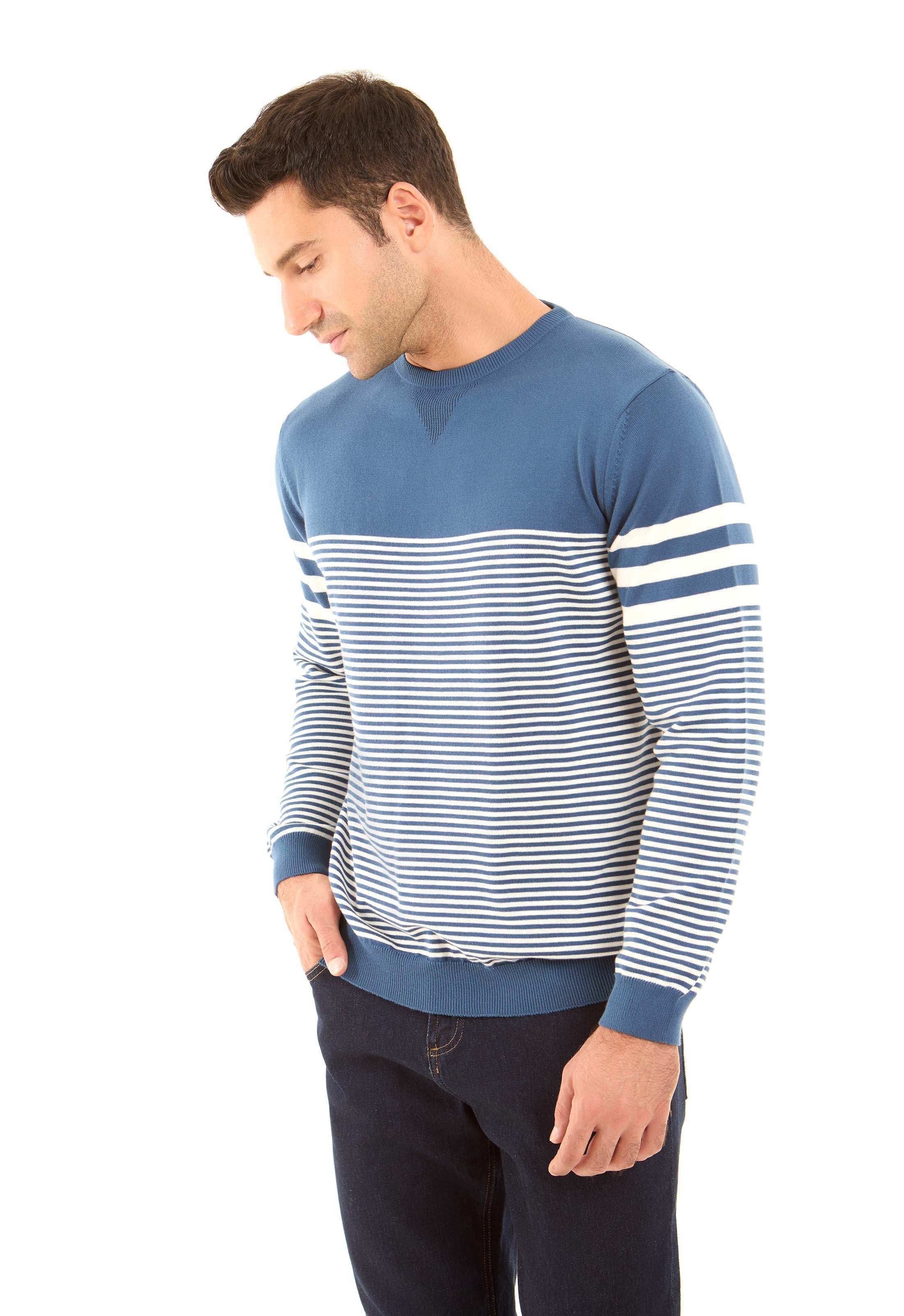 Long Sleeves Striped Pullover with Hem - Image 4