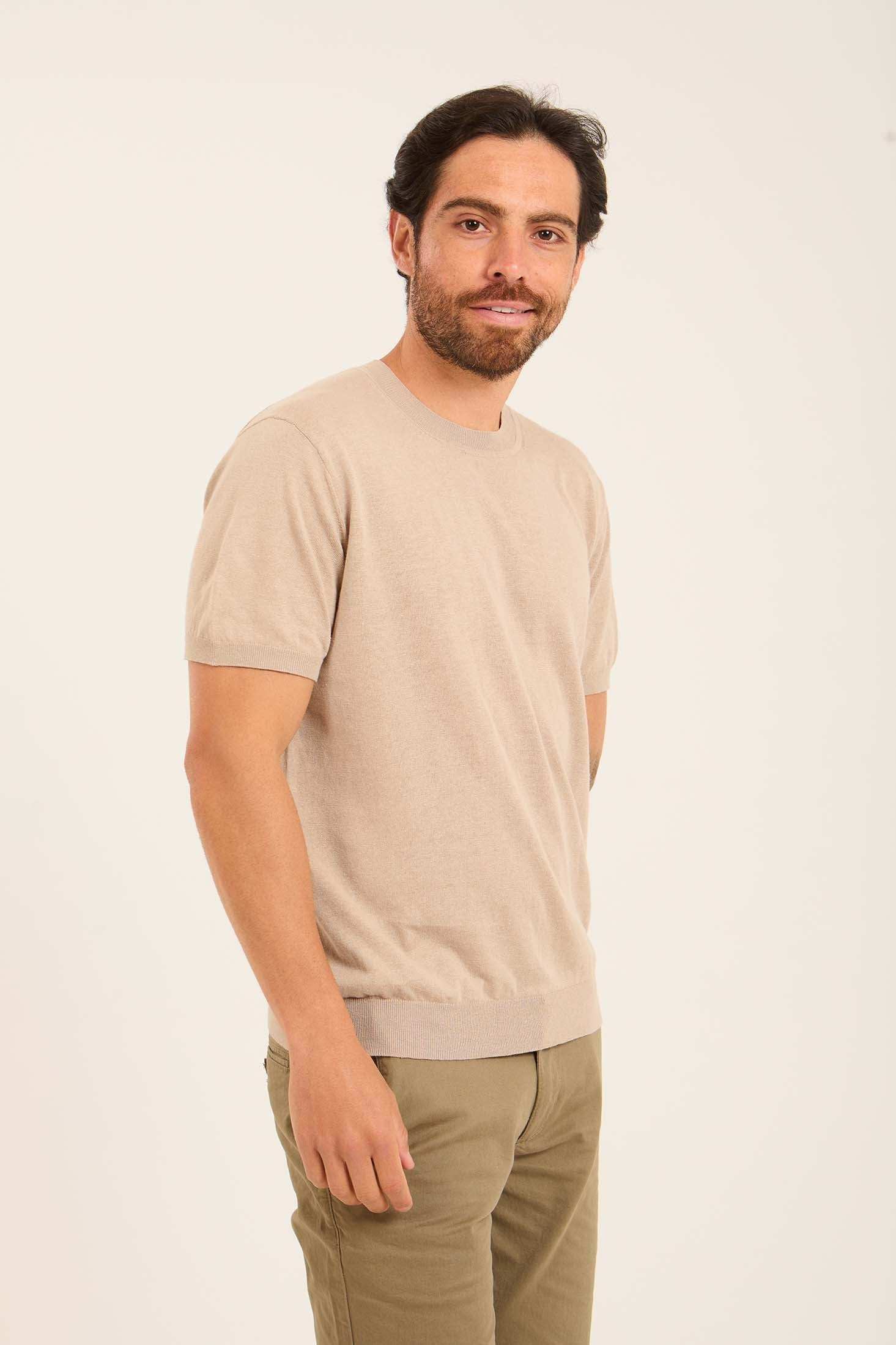 Short Sleeves Textured Tee with Hem - Image 2