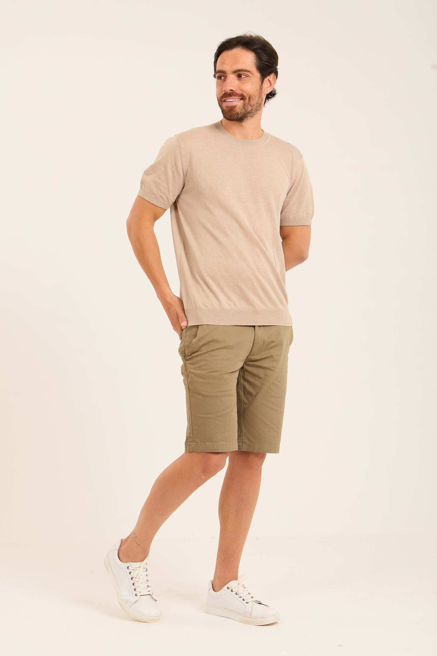 Short Sleeves Textured Tee with Hem - Image 4