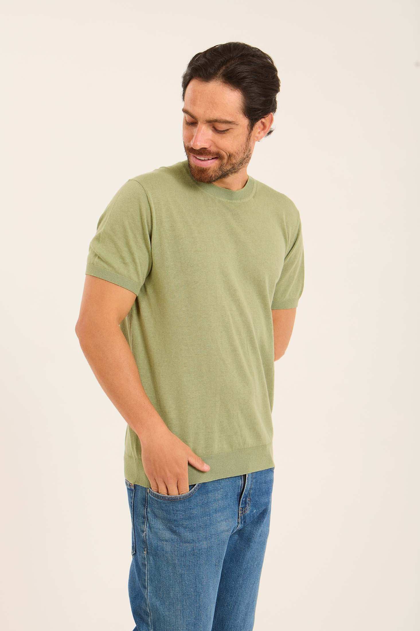 Short Sleeves Textured Tee with Hem - Image 2
