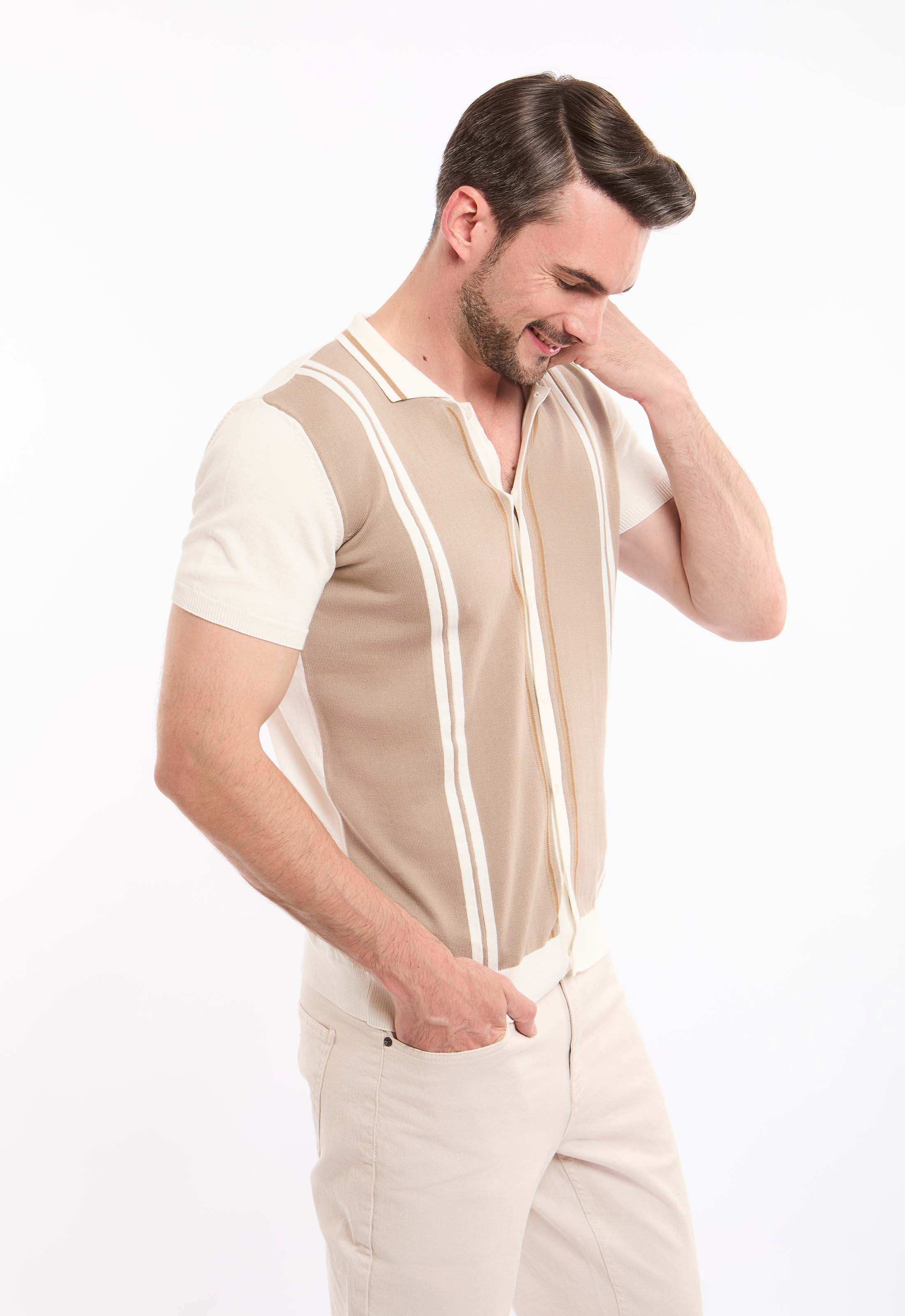 Turn Down Collar Striped Winter Shirt - Image 2