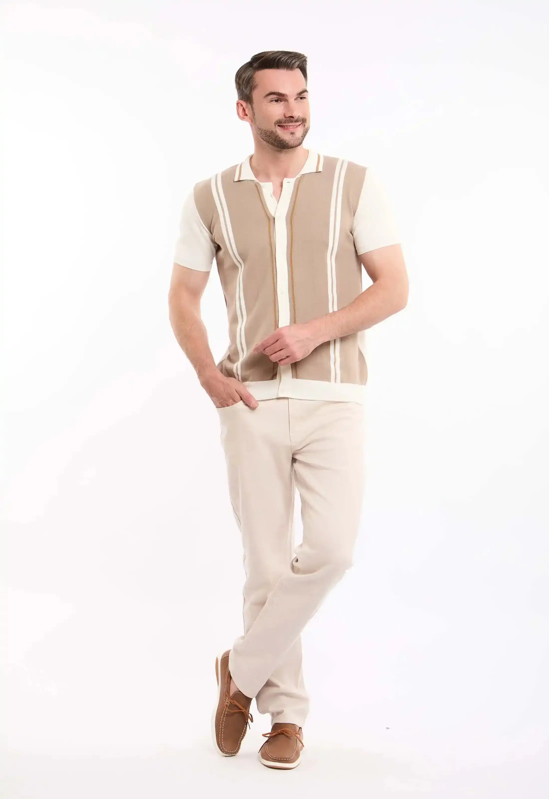 Turn Down Collar Striped Winter Shirt - Image 4