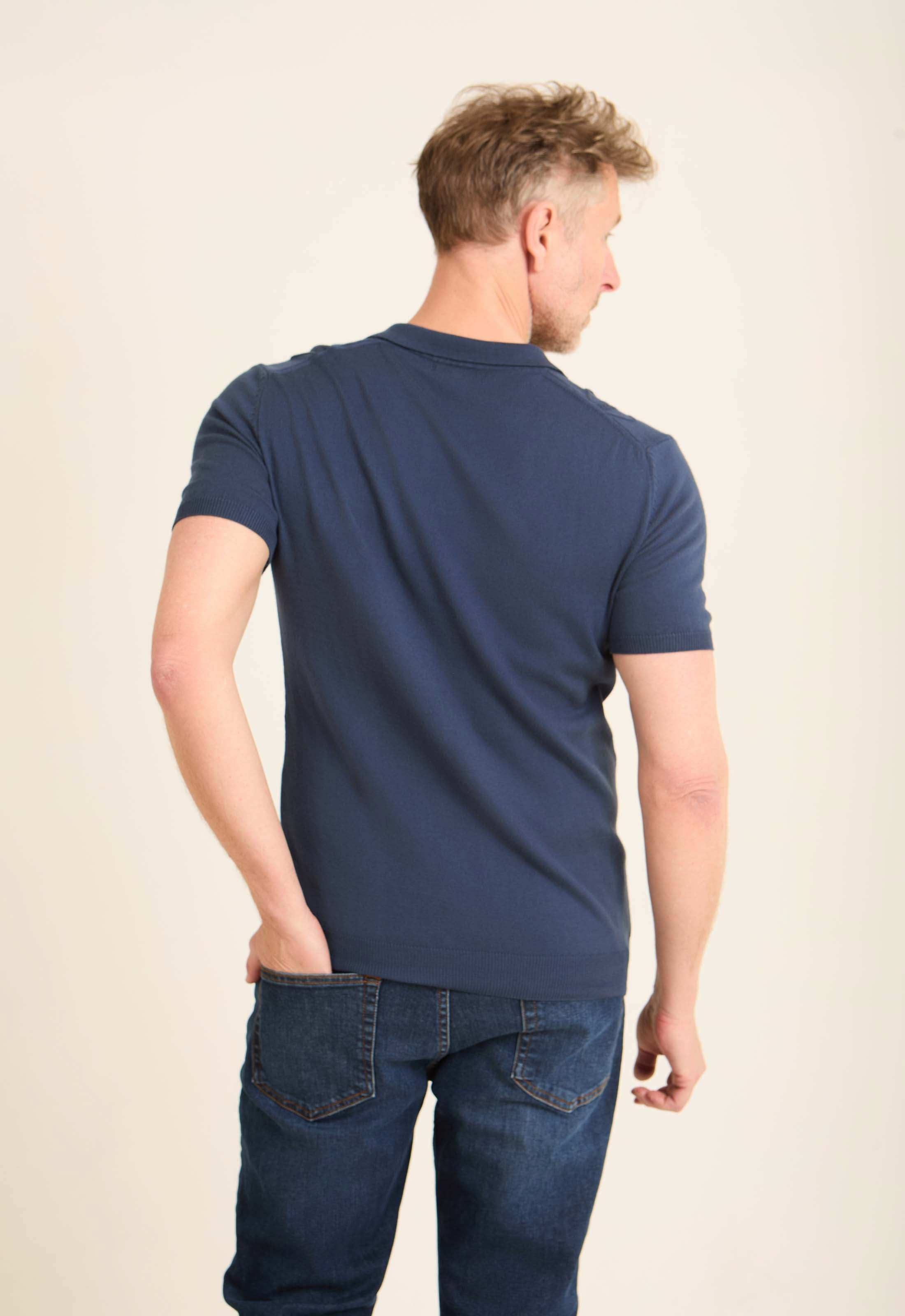 Braided Knit Open V-Neck Polo Shirt - Image 2