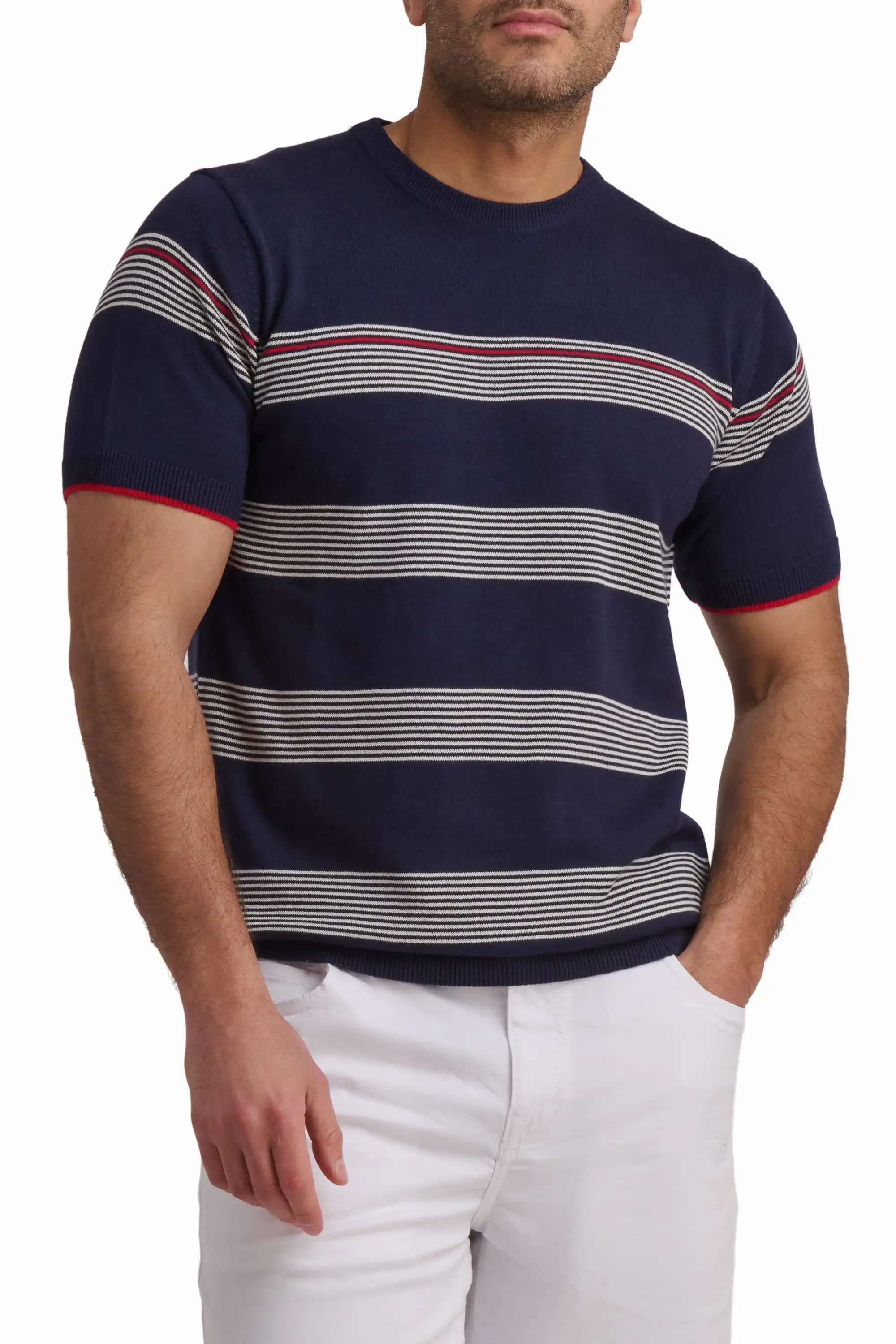 Navy Striped T-Shirt - Image 2