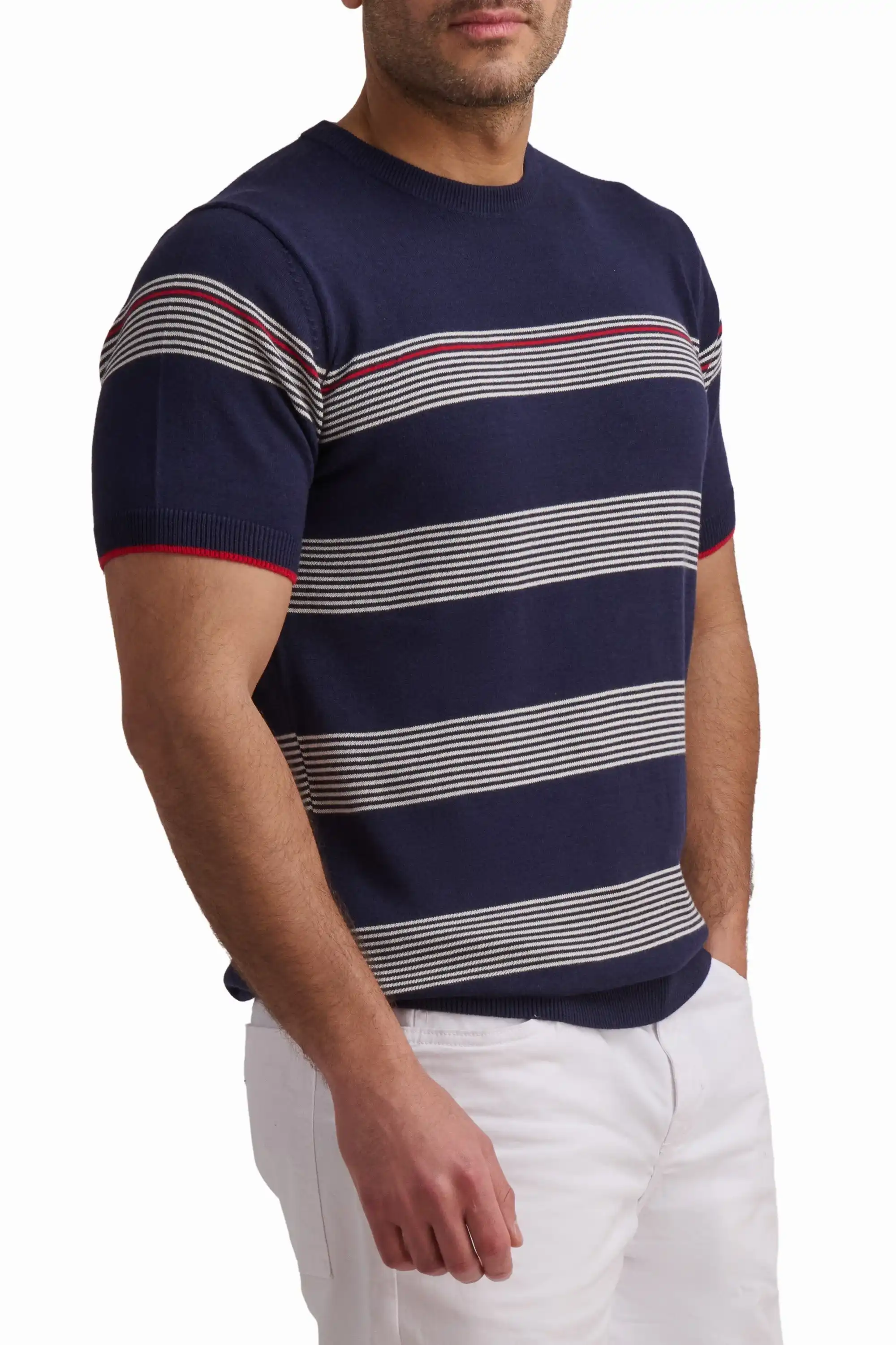 Navy Striped T-Shirt - Image 3