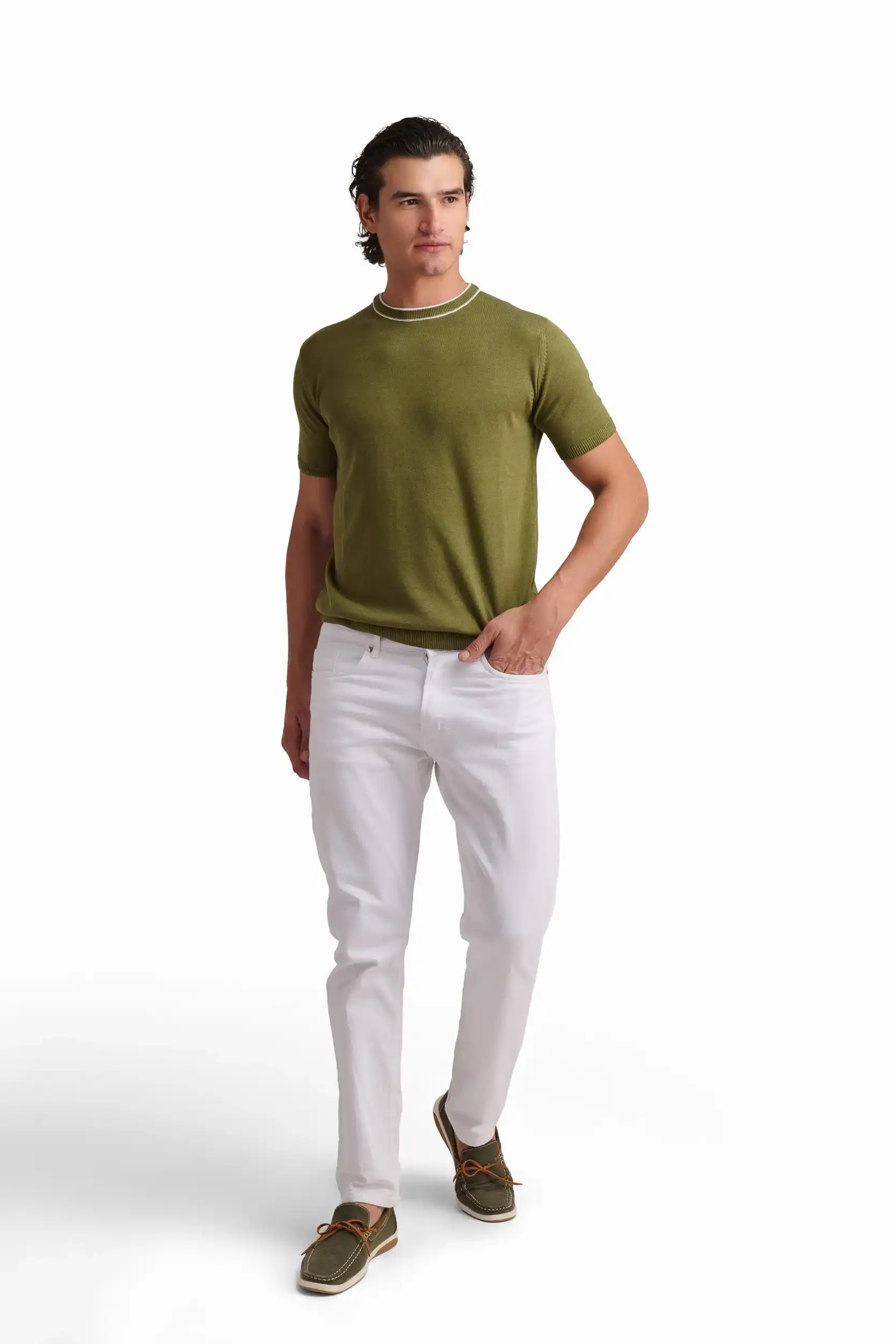 Olive Green Cotton-Modal T-Shirt