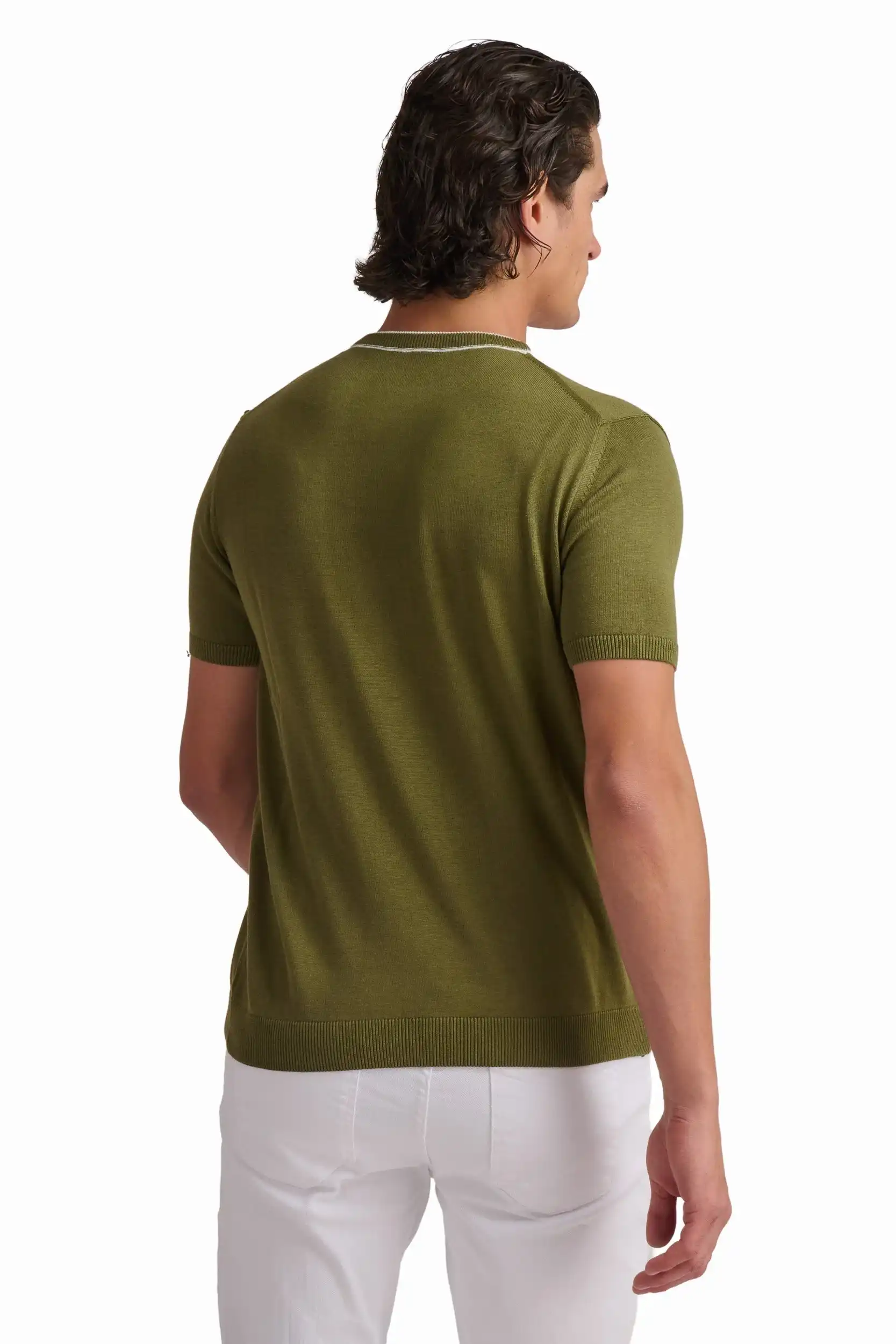 Olive Green Cotton-Modal T-Shirt - Image 5