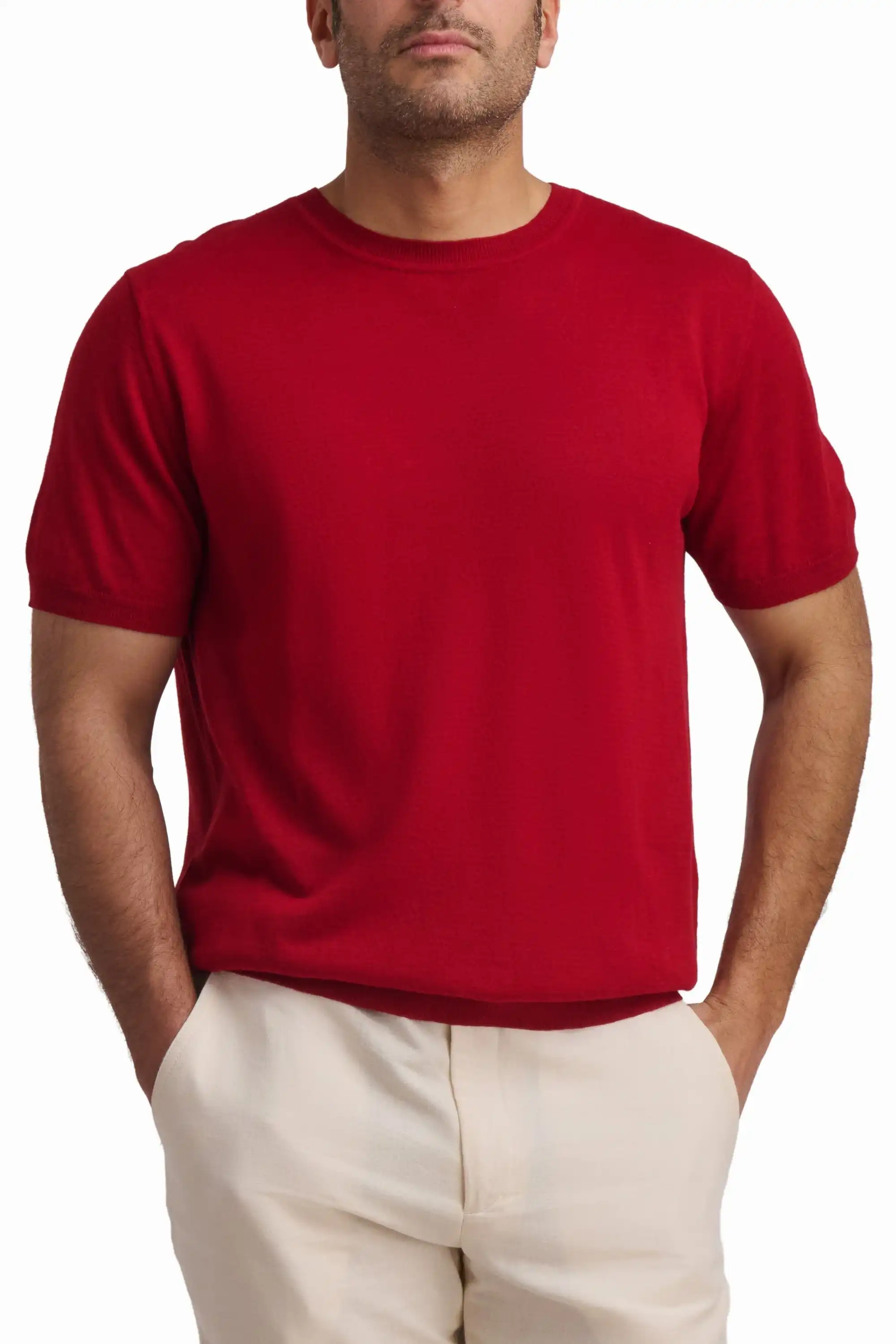 Crimson Linen-Blend T-Shirt - Image 2