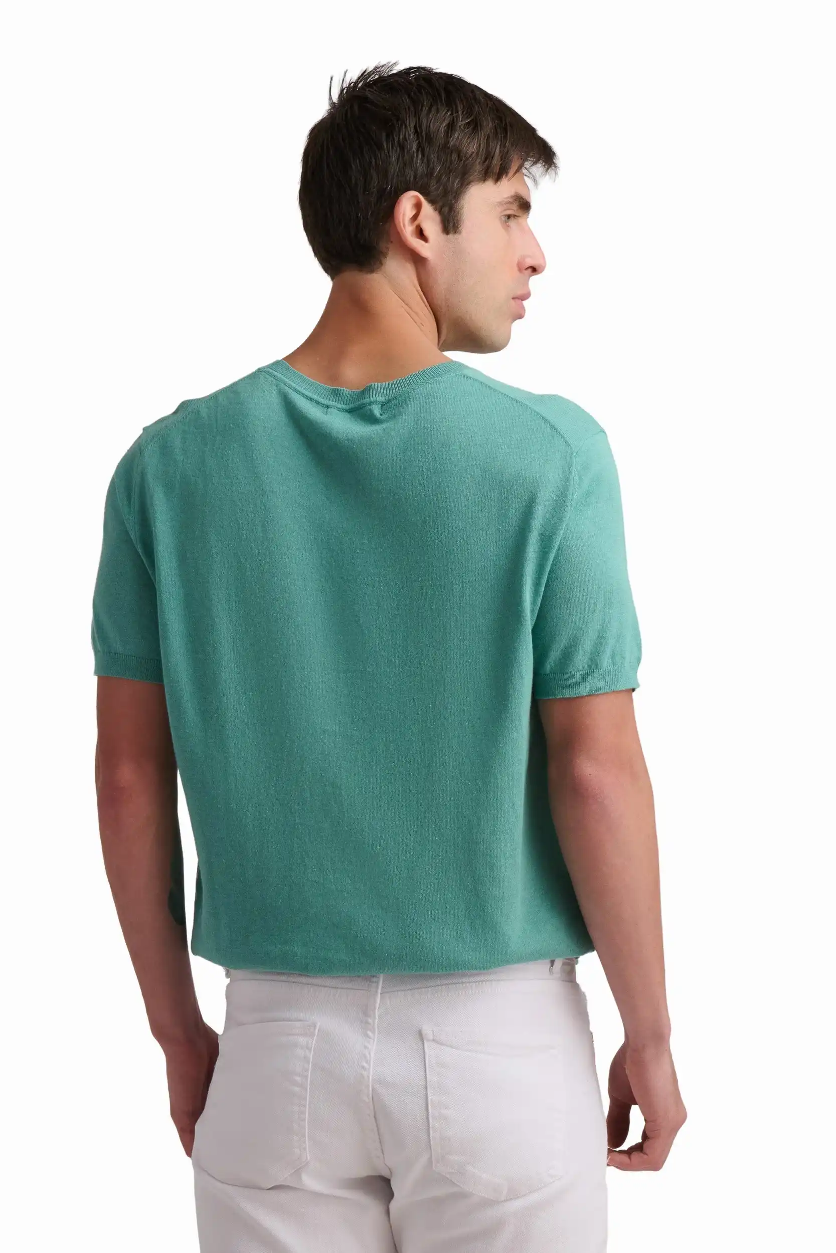 Aqua Cotton-Linen T-Shirt - Image 4