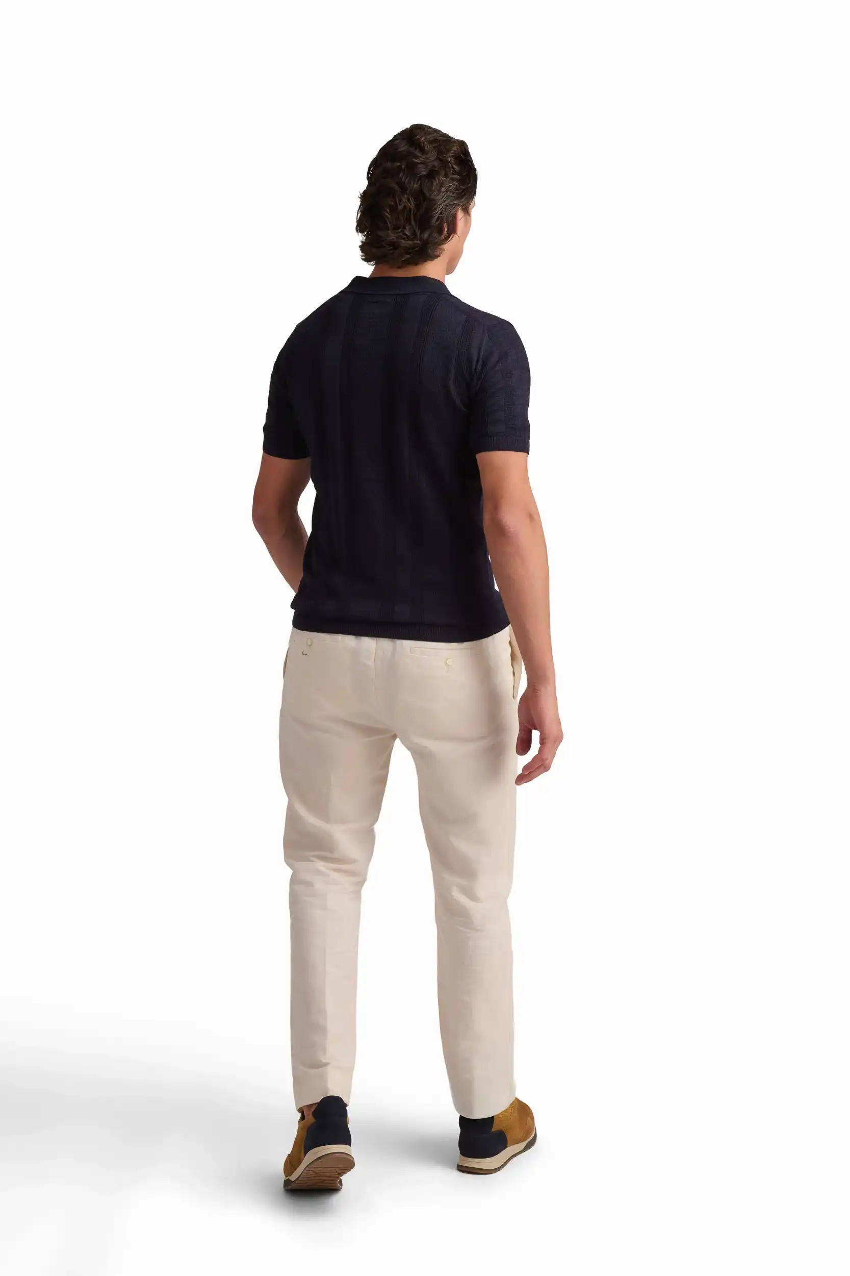 Navy Textured Polo Shirt - Image 5