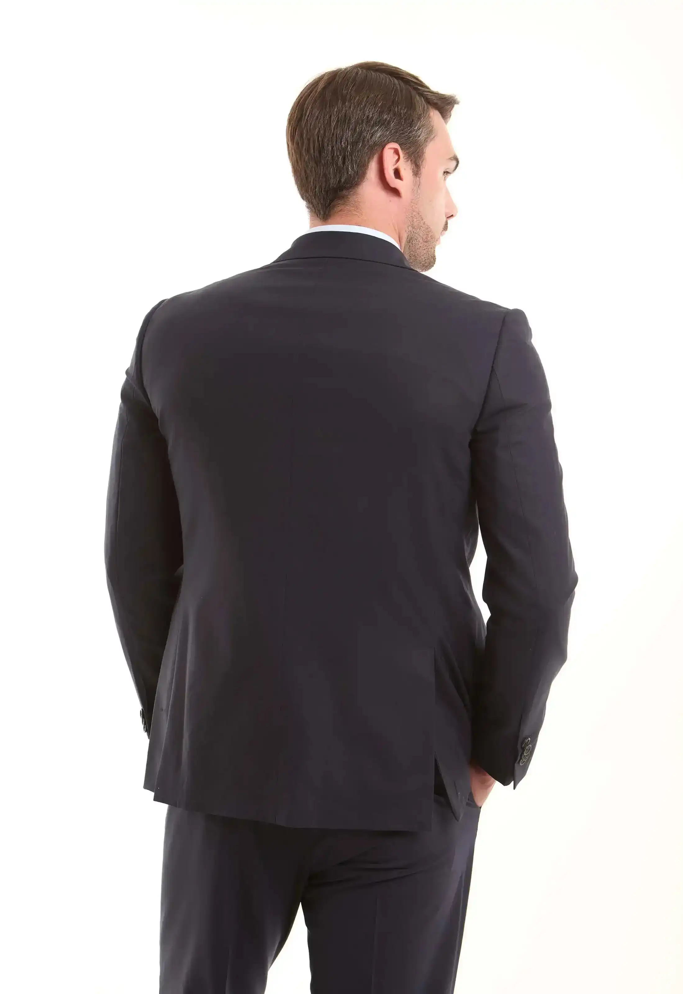 Midnight Navy Tailored Wool-Blend Jacket - Image 4