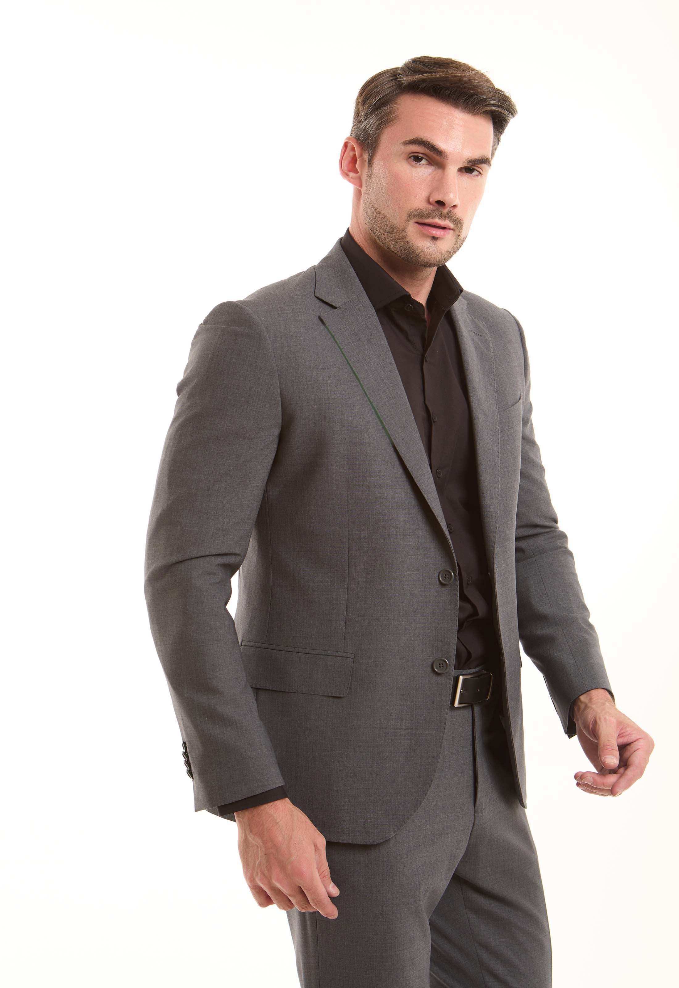 Grey Wool-Blend Tailored Suit Jacket - Image 2