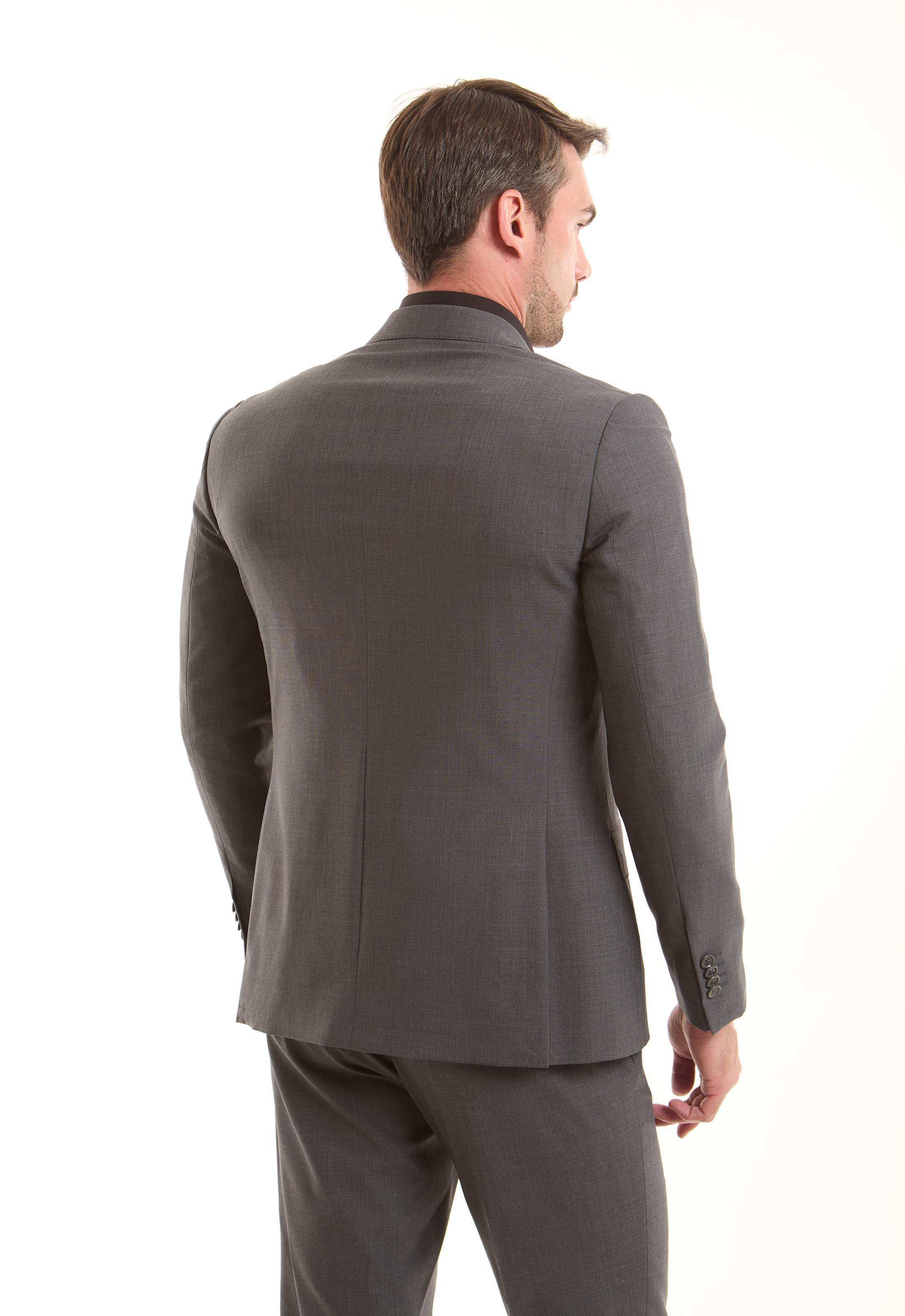 Grey Wool-Blend Tailored Suit Jacket - Image 3